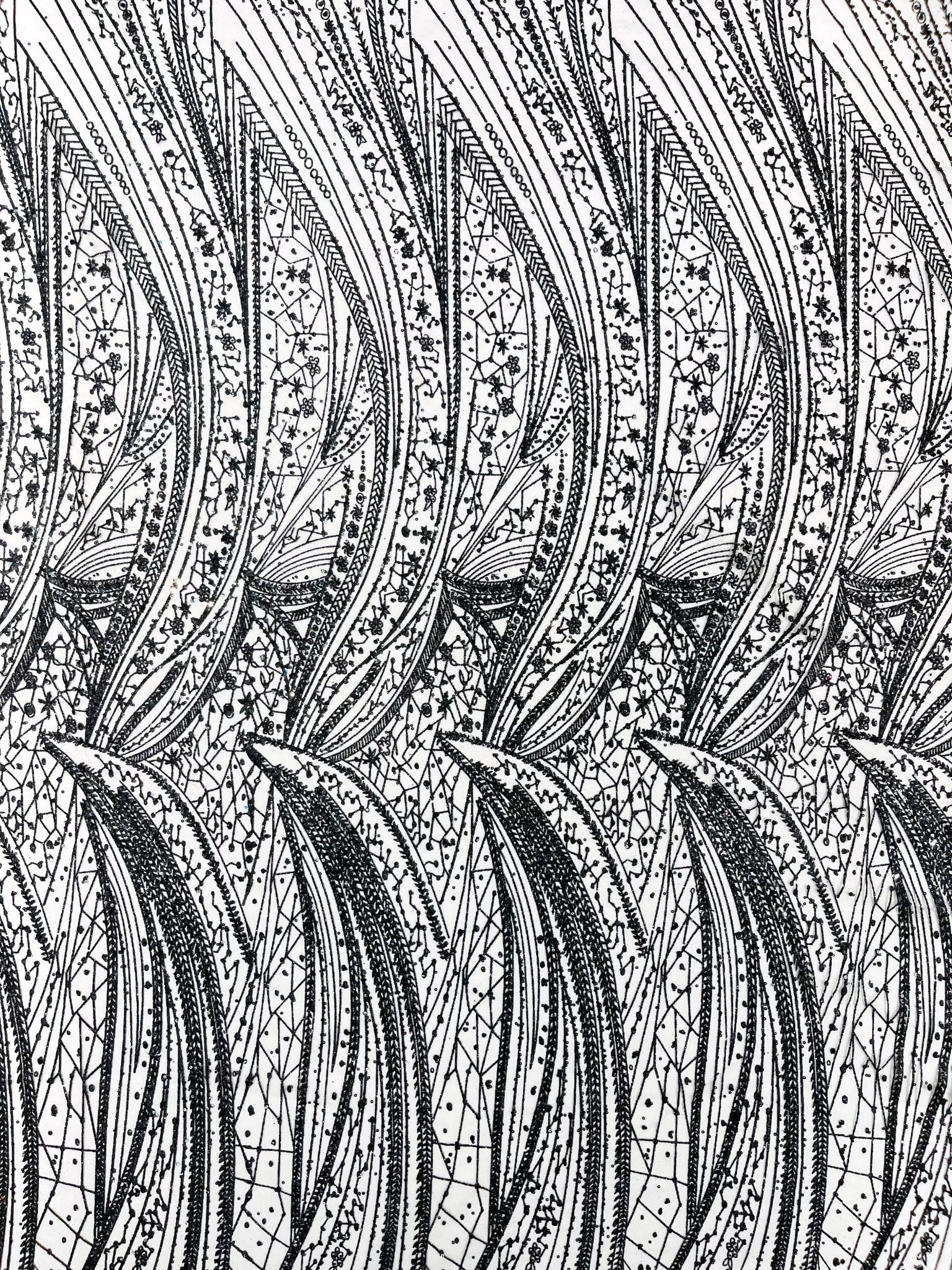 Geometric Fashion Glitter Design On A Mesh Lace Fabric| 58" Wide| Prom Dresses. - New Creations Fabric & Foam Inc