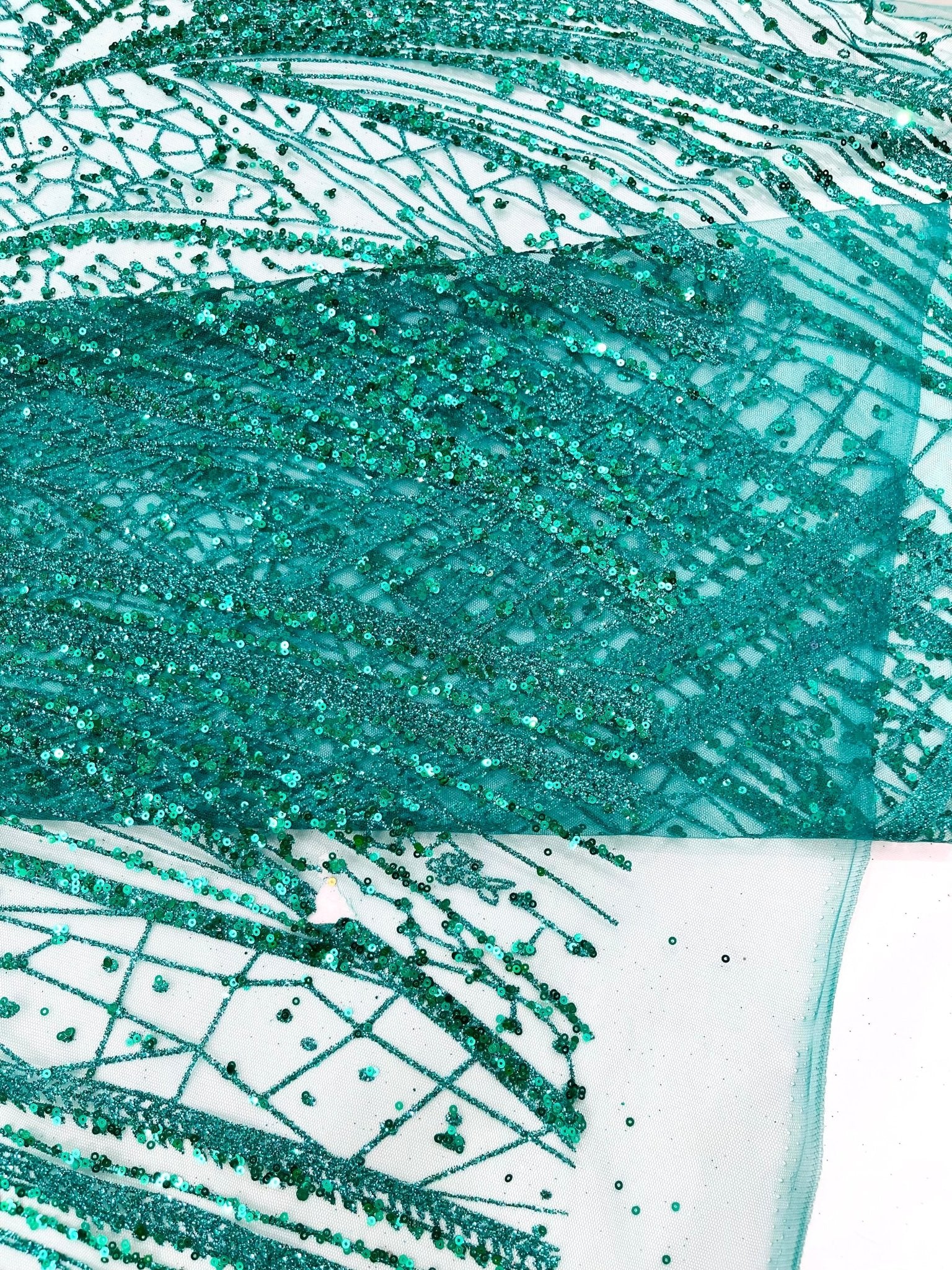 Geometric Fashion Glitter Design On A Mesh Lace Fabric| 58" Wide| Prom Dresses. - New Creations Fabric & Foam Inc