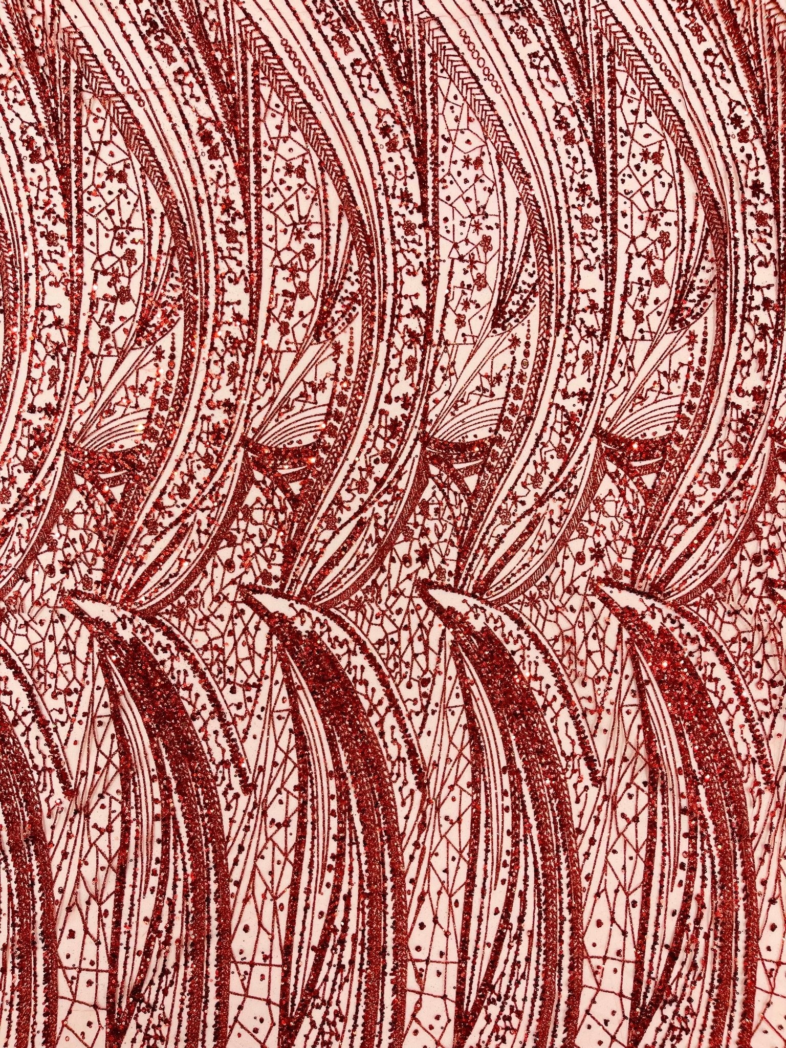 Geometric Fashion Glitter Design On A Mesh Lace Fabric| 58" Wide| Prom Dresses. - New Creations Fabric & Foam Inc