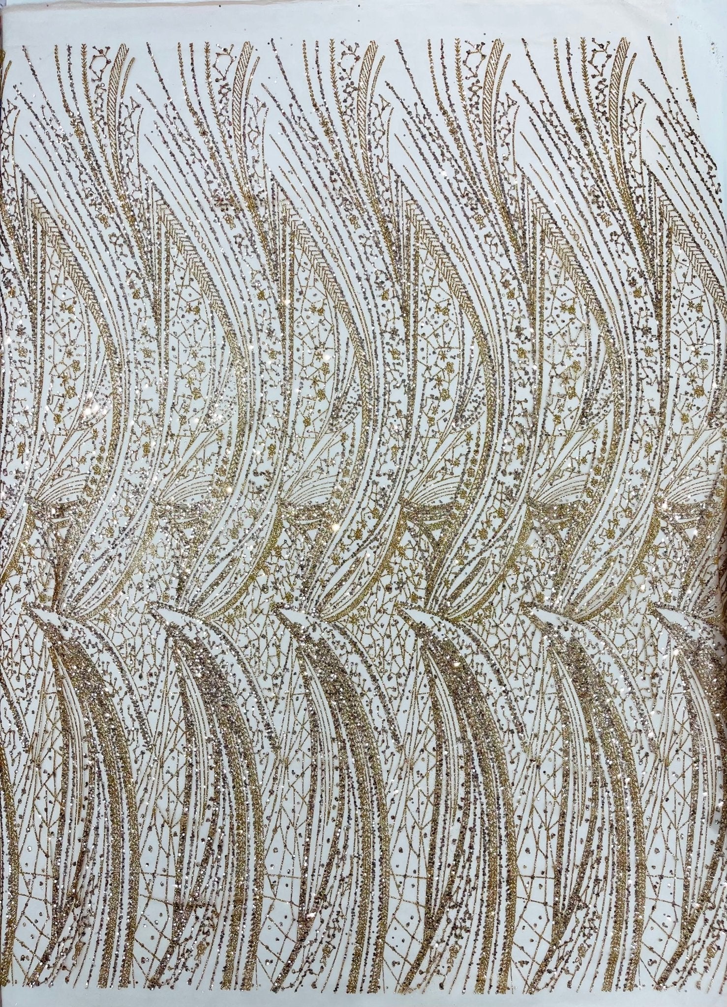 Geometric Fashion Glitter Design On A Mesh Lace Fabric| 58" Wide| Prom Dresses. - New Creations Fabric & Foam Inc