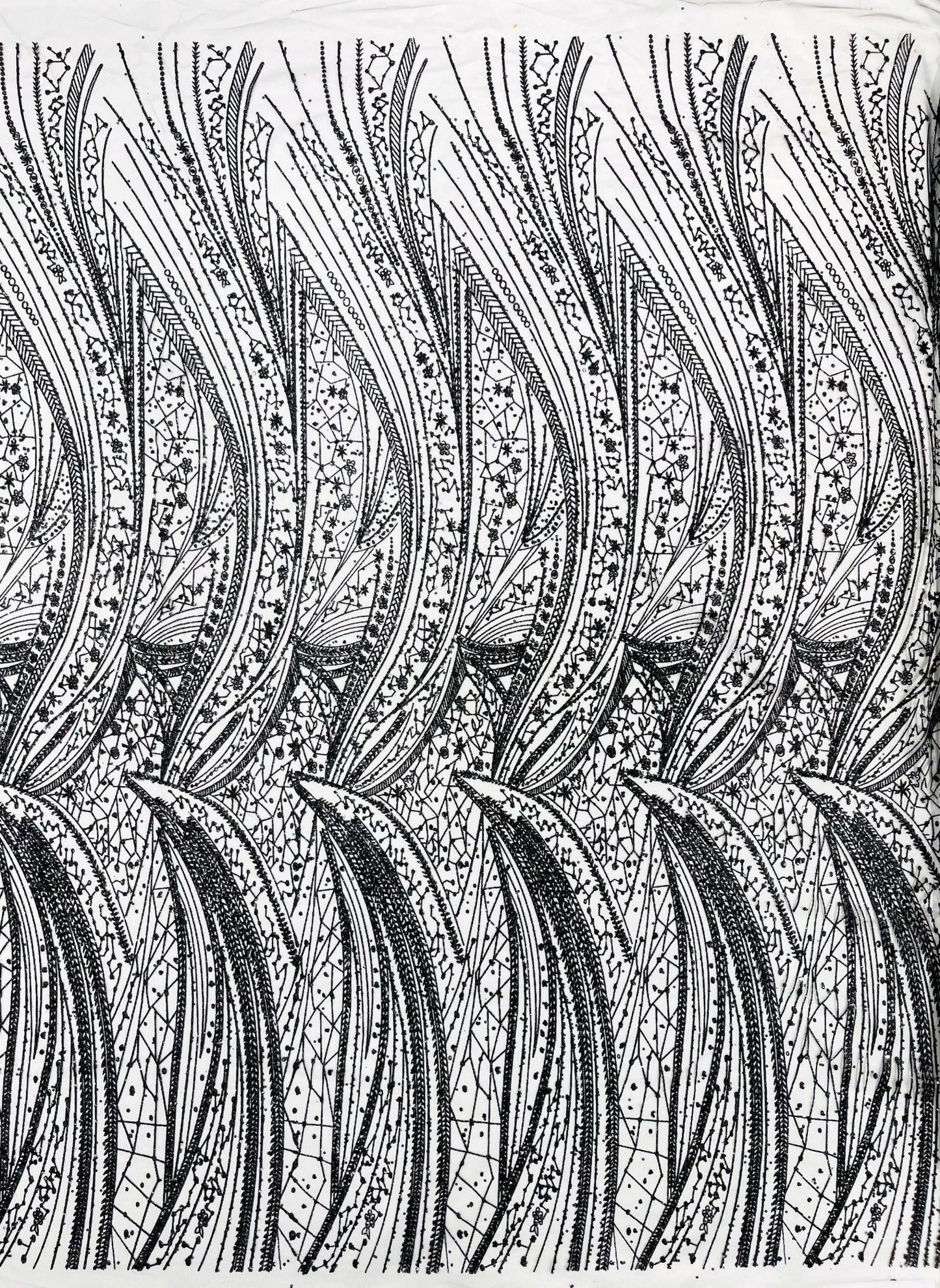 Geometric Fashion Glitter Design On A Mesh Lace Fabric| 58" Wide| Prom Dresses. - New Creations Fabric & Foam Inc