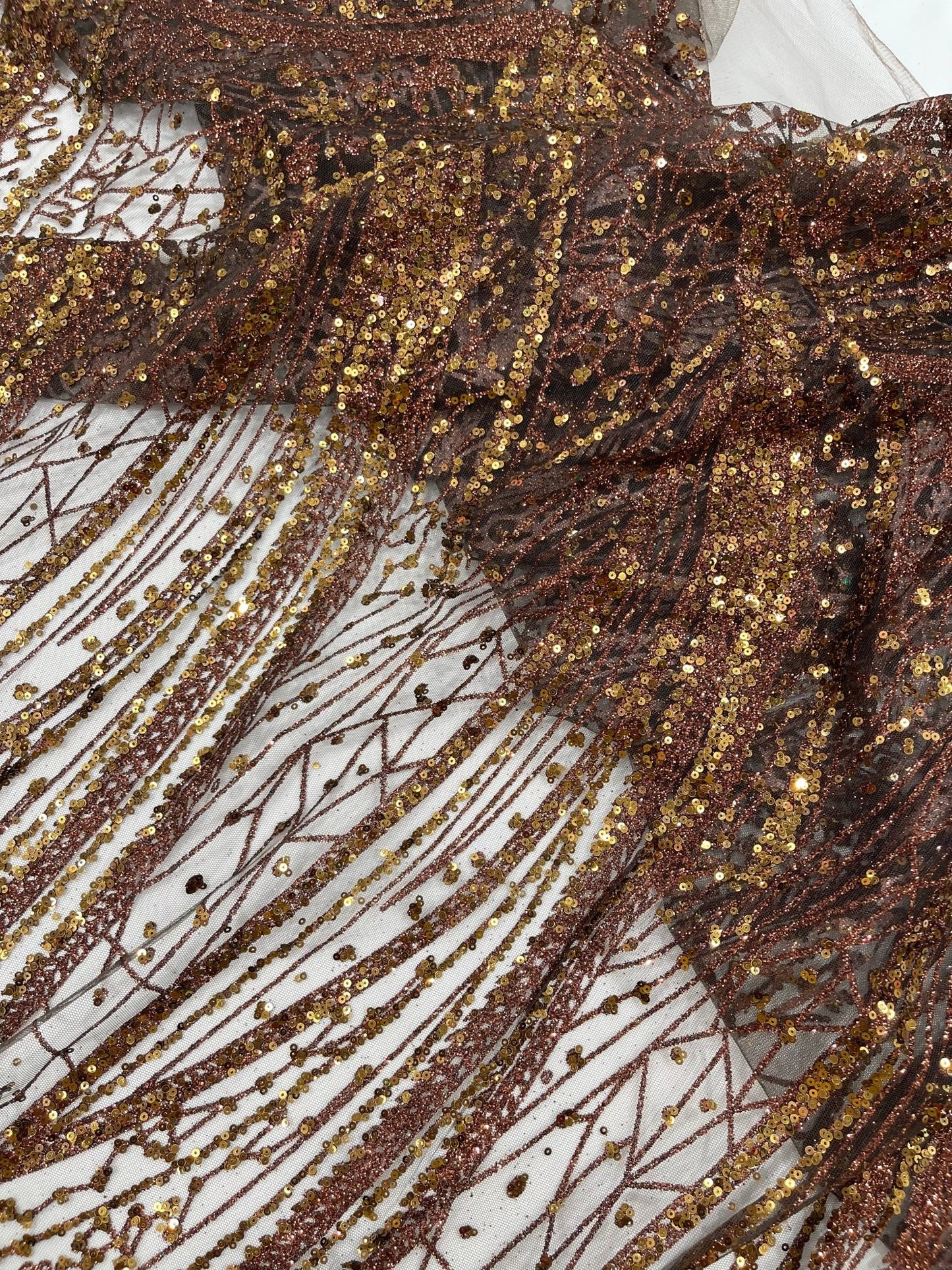 Geometric Fashion Glitter Design On A Mesh Lace Fabric| 58" Wide| Prom Dresses. - New Creations Fabric & Foam Inc