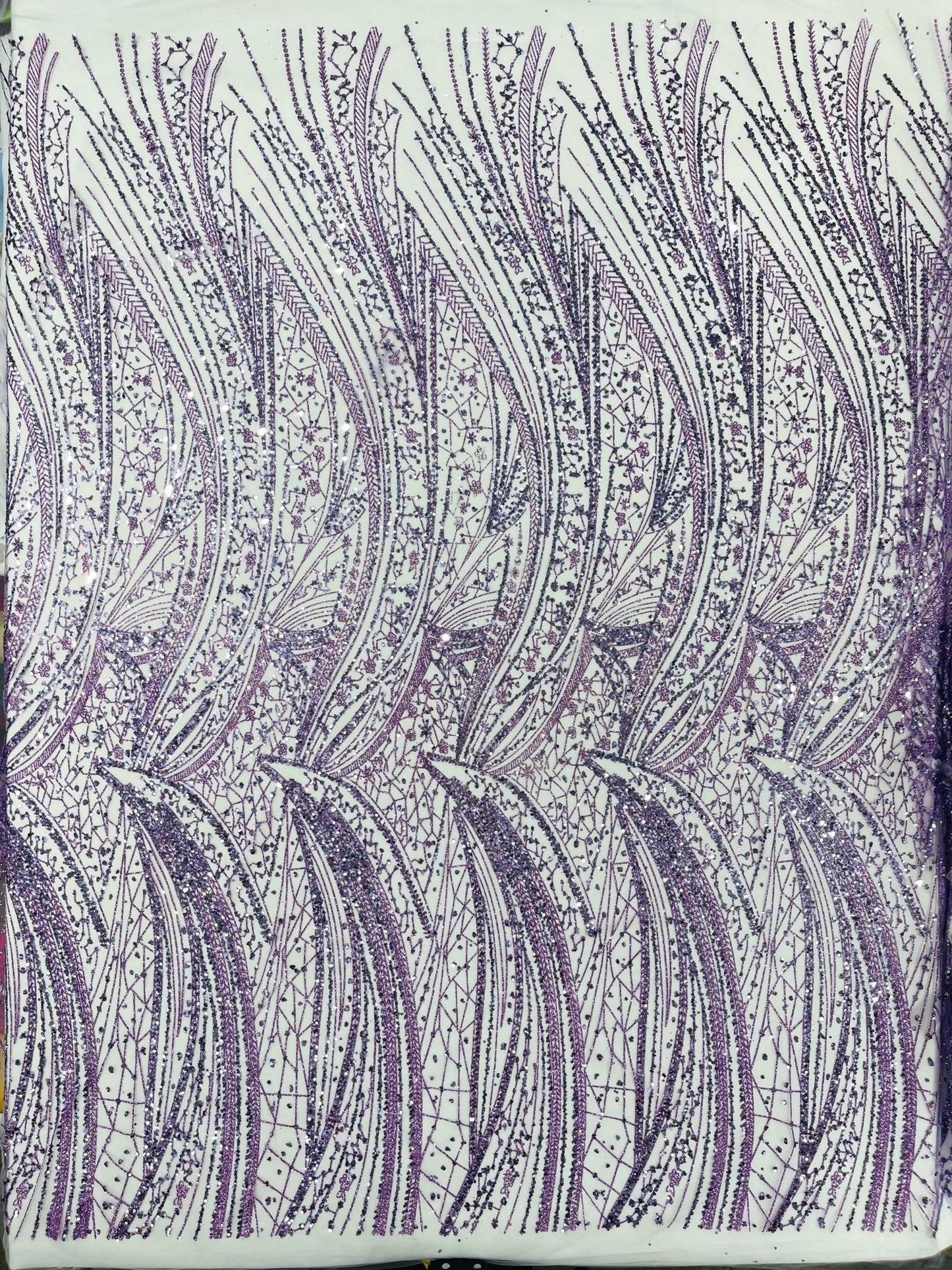 Geometric Fashion Glitter Design On A Mesh Lace Fabric| 58" Wide| Prom Dresses. - New Creations Fabric & Foam Inc