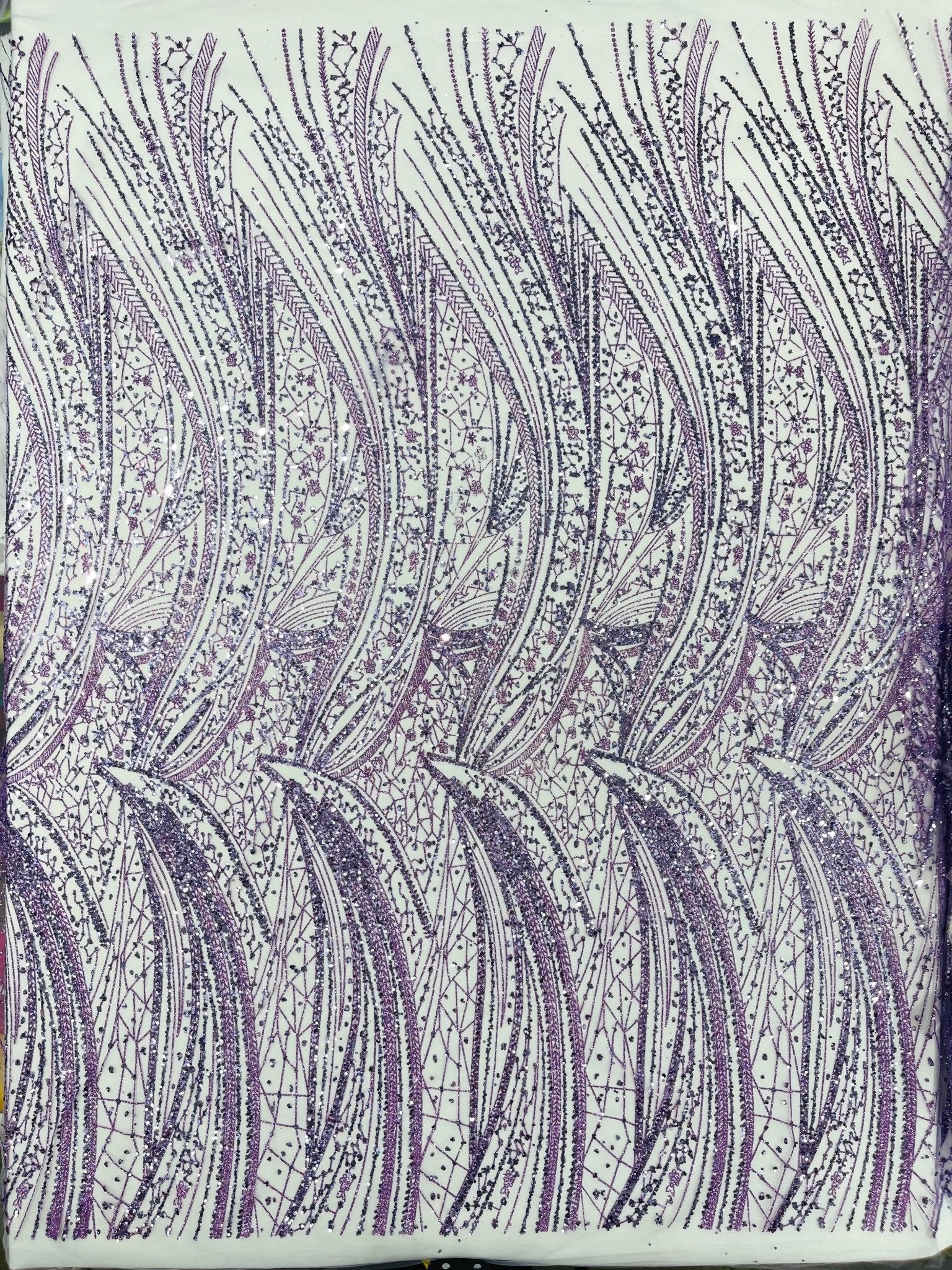Geometric Fashion Glitter Design On A Mesh Lace Fabric| 58" Wide| Prom Dresses. - New Creations Fabric & Foam Inc