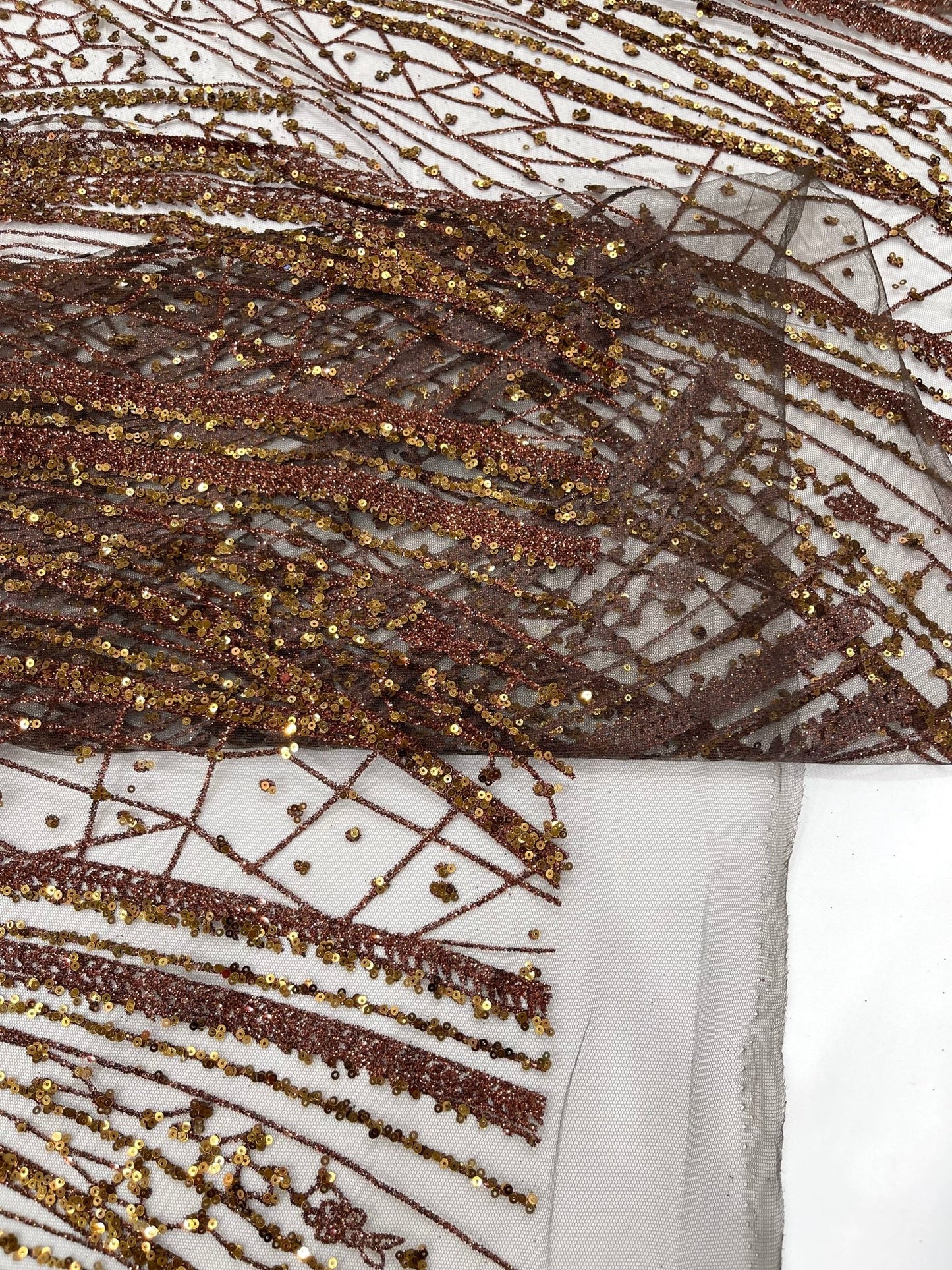 Geometric Fashion Glitter Design On A Mesh Lace Fabric| 58" Wide| Prom Dresses. - New Creations Fabric & Foam Inc