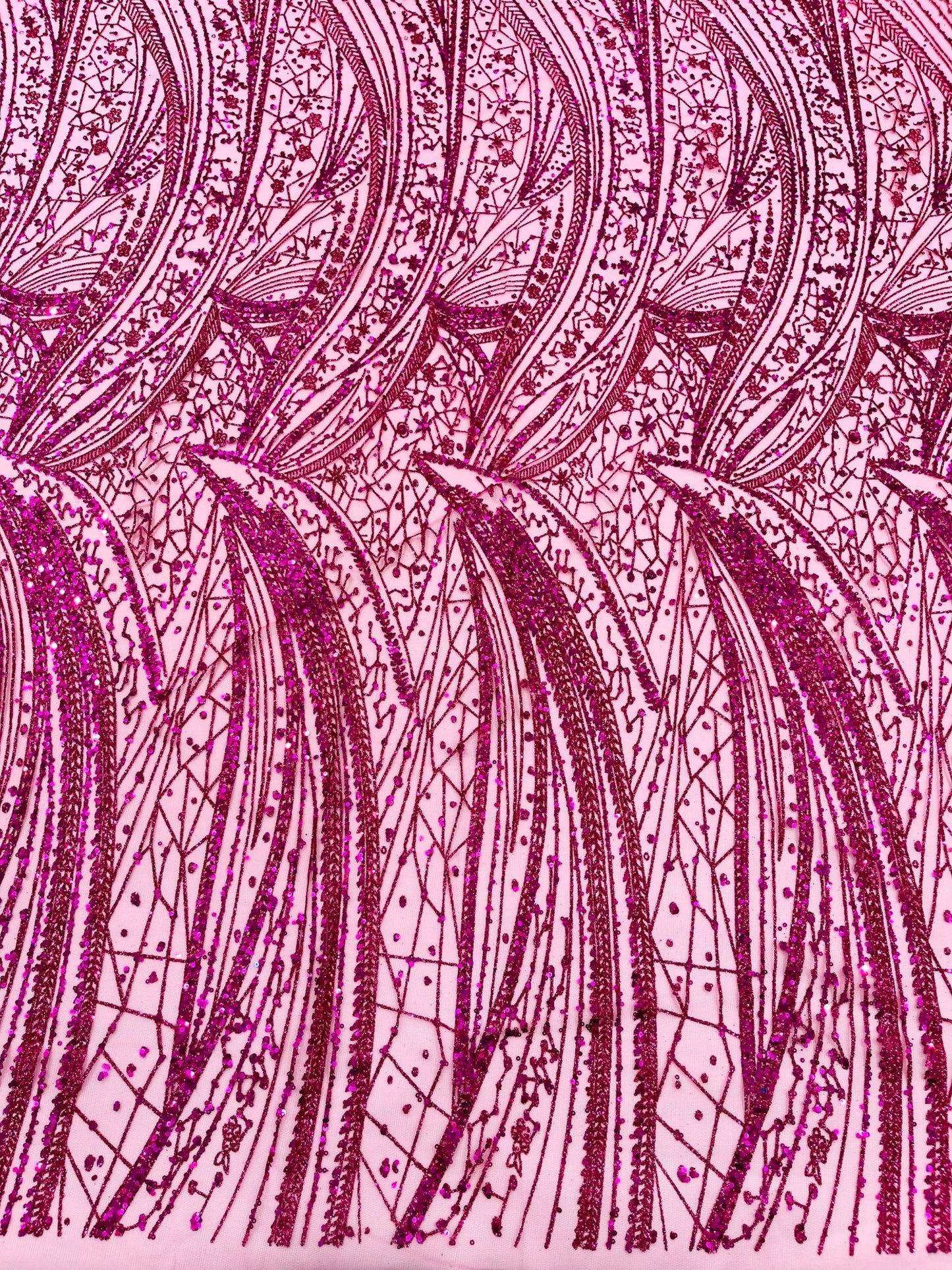 Geometric Fashion Glitter Design On A Mesh Lace Fabric| 58" Wide| Prom Dresses. - New Creations Fabric & Foam Inc