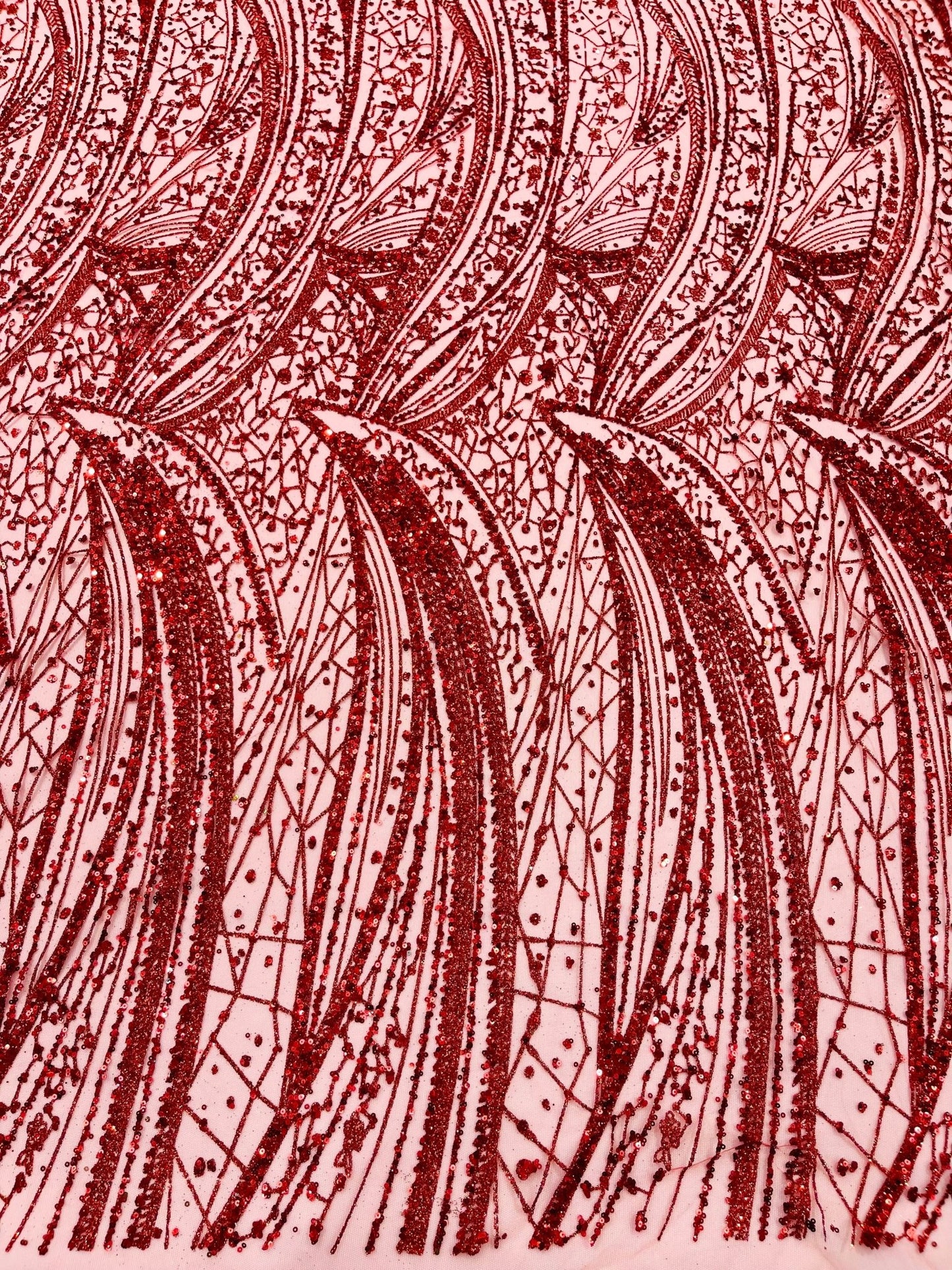 Geometric Fashion Glitter Design On A Mesh Lace Fabric| 58" Wide| Prom Dresses. - New Creations Fabric & Foam Inc