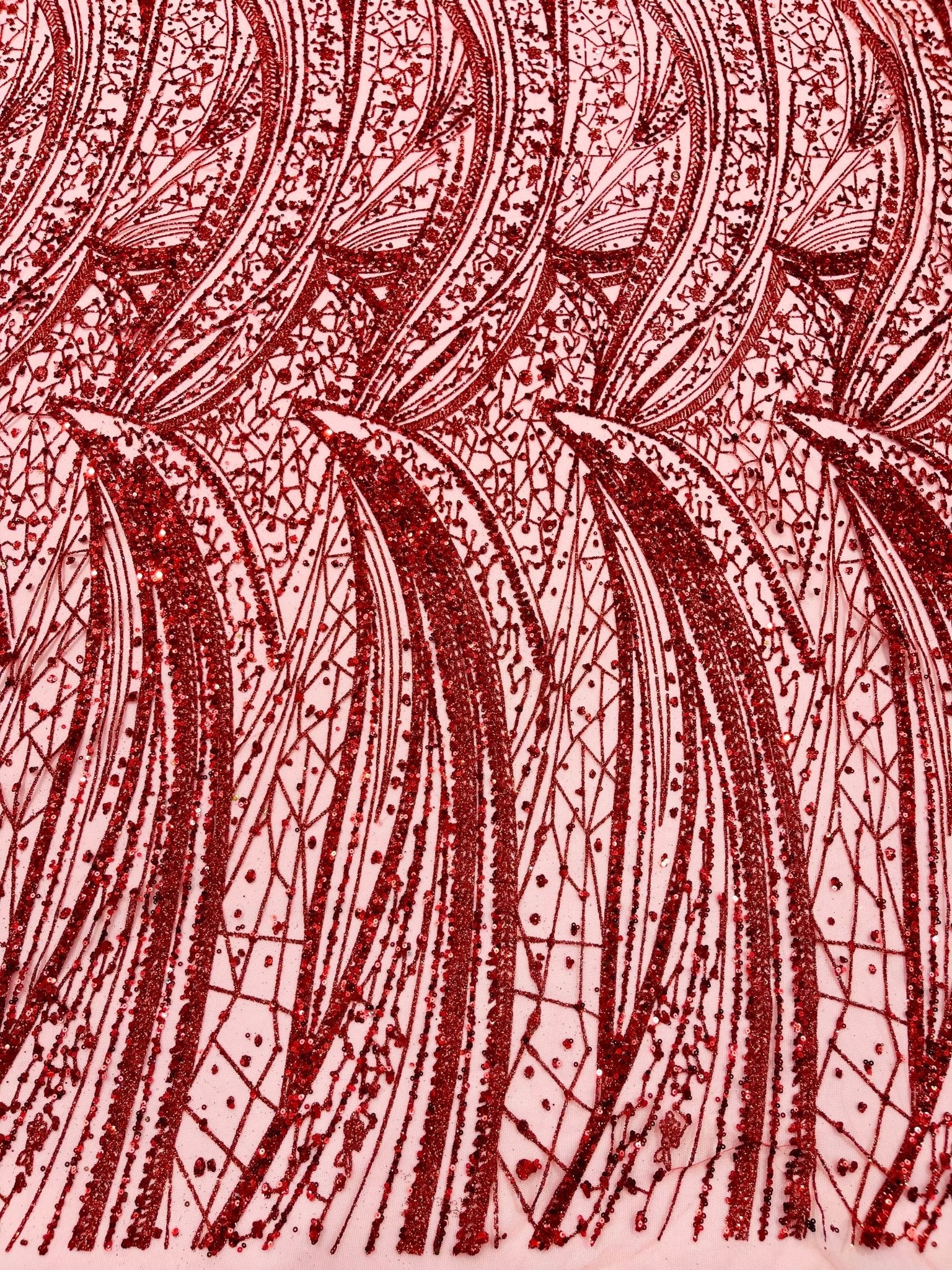 Geometric Fashion Glitter Design On A Mesh Lace Fabric| 58" Wide| Prom Dresses. - New Creations Fabric & Foam Inc