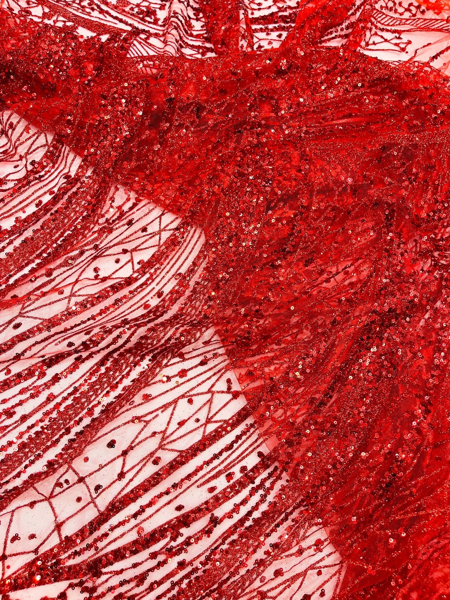 Geometric Fashion Glitter Design On A Mesh Lace Fabric| 58" Wide| Prom Dresses. - New Creations Fabric & Foam Inc
