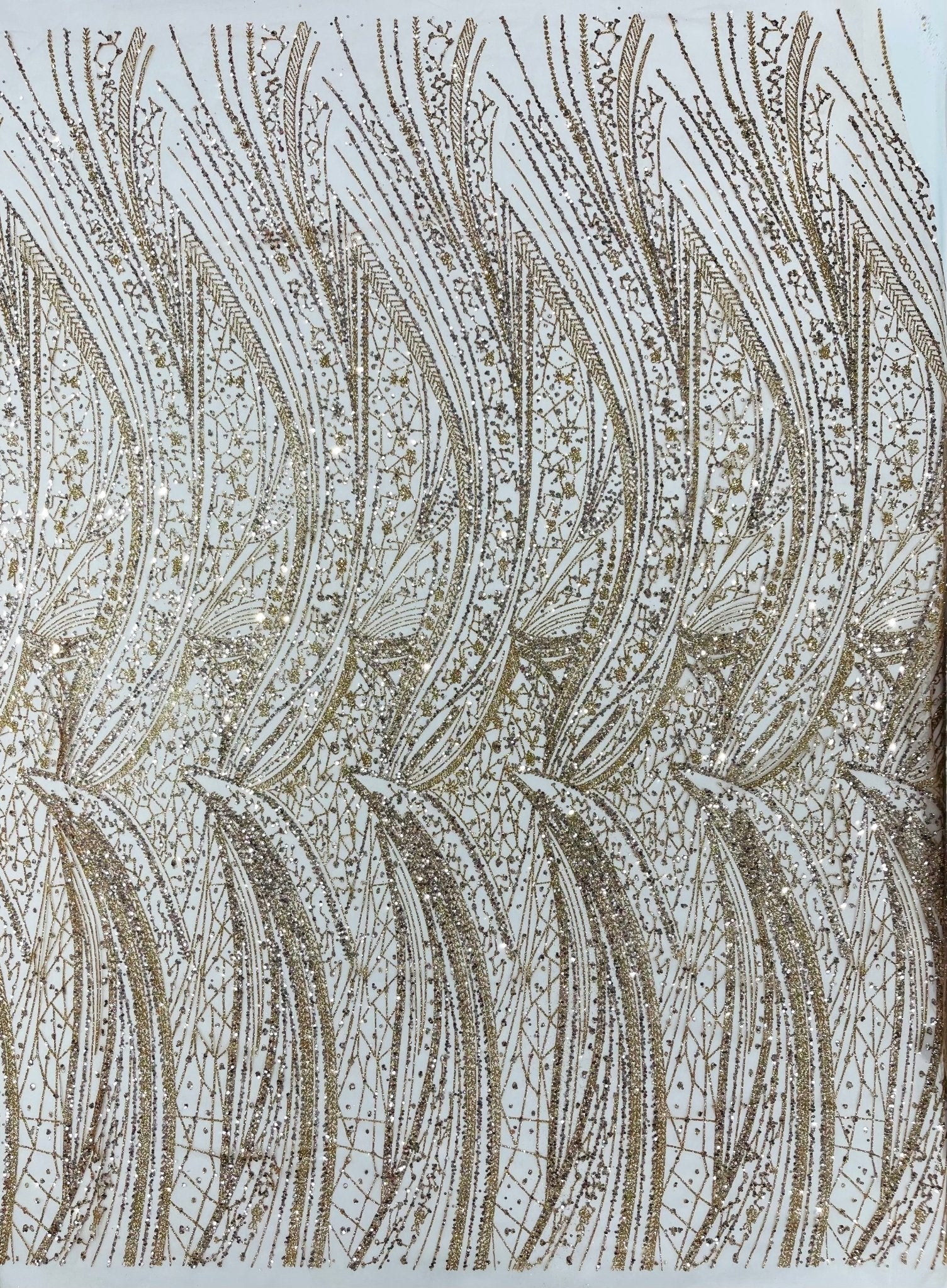 Geometric Fashion Glitter Design On A Mesh Lace Fabric| 58" Wide| Prom Dresses. - New Creations Fabric & Foam Inc