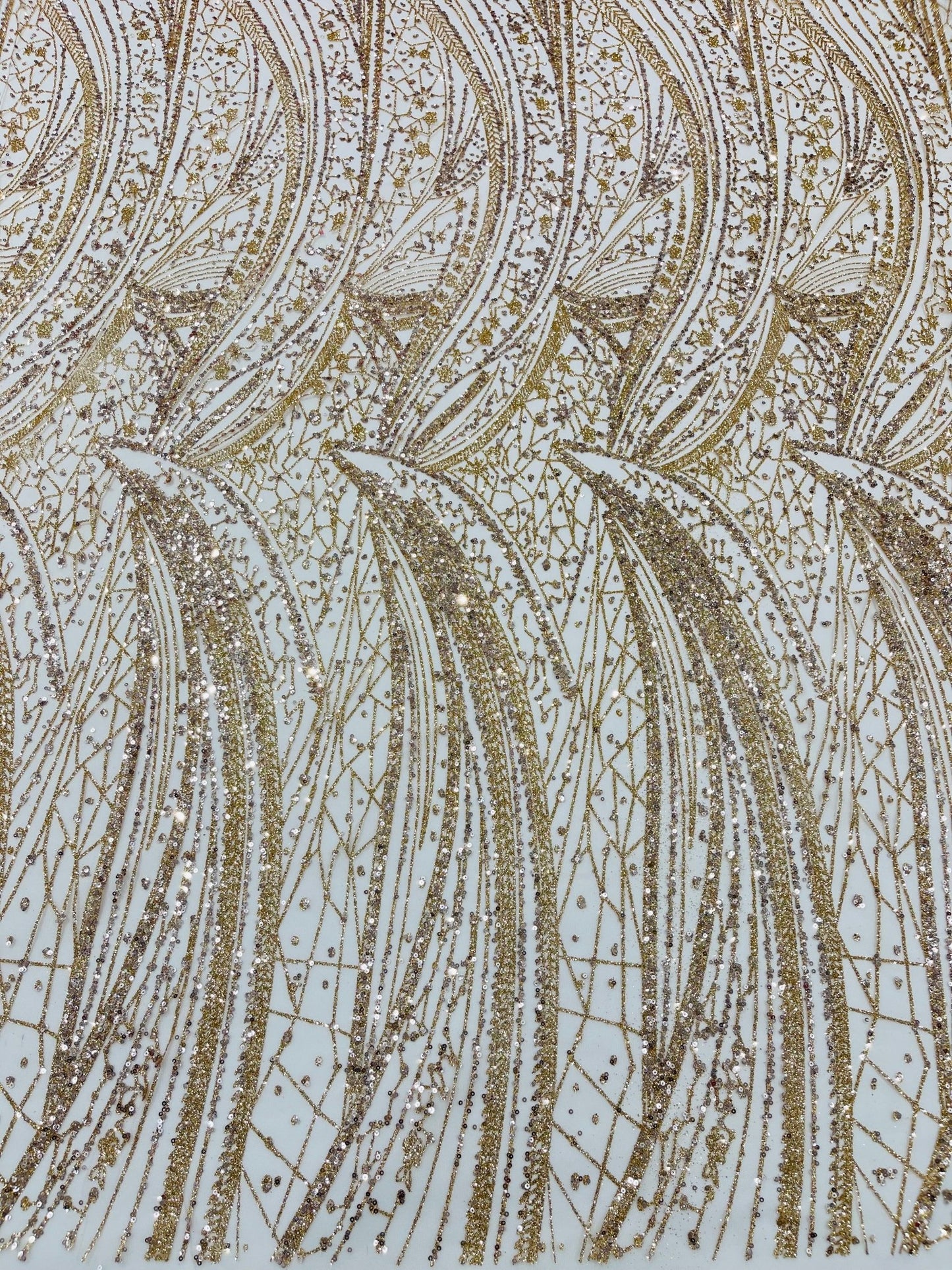 Geometric Fashion Glitter Design On A Mesh Lace Fabric| 58" Wide| Prom Dresses. - New Creations Fabric & Foam Inc