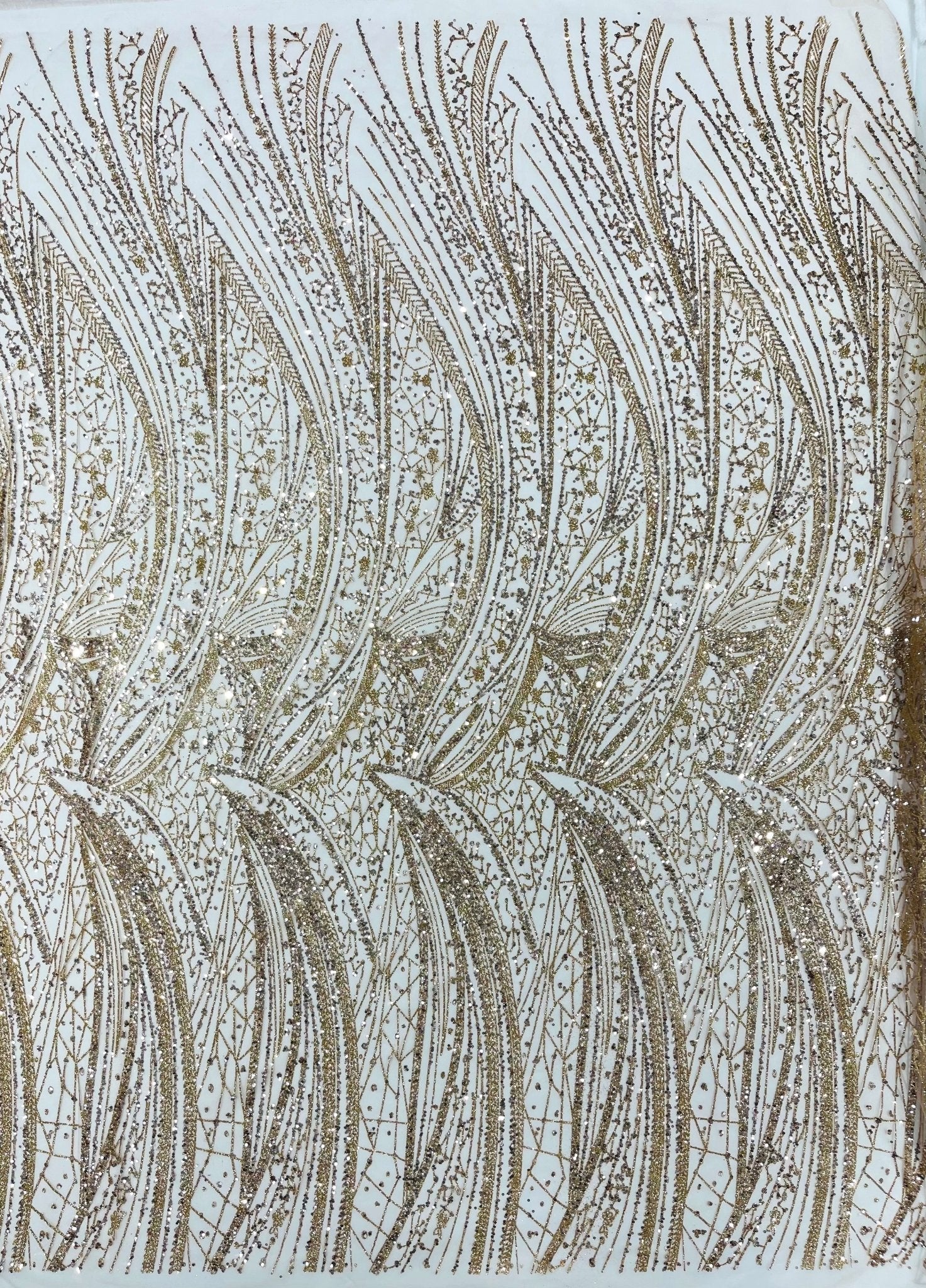 Geometric Fashion Glitter Design On A Mesh Lace Fabric| 58" Wide| Prom Dresses. - New Creations Fabric & Foam Inc