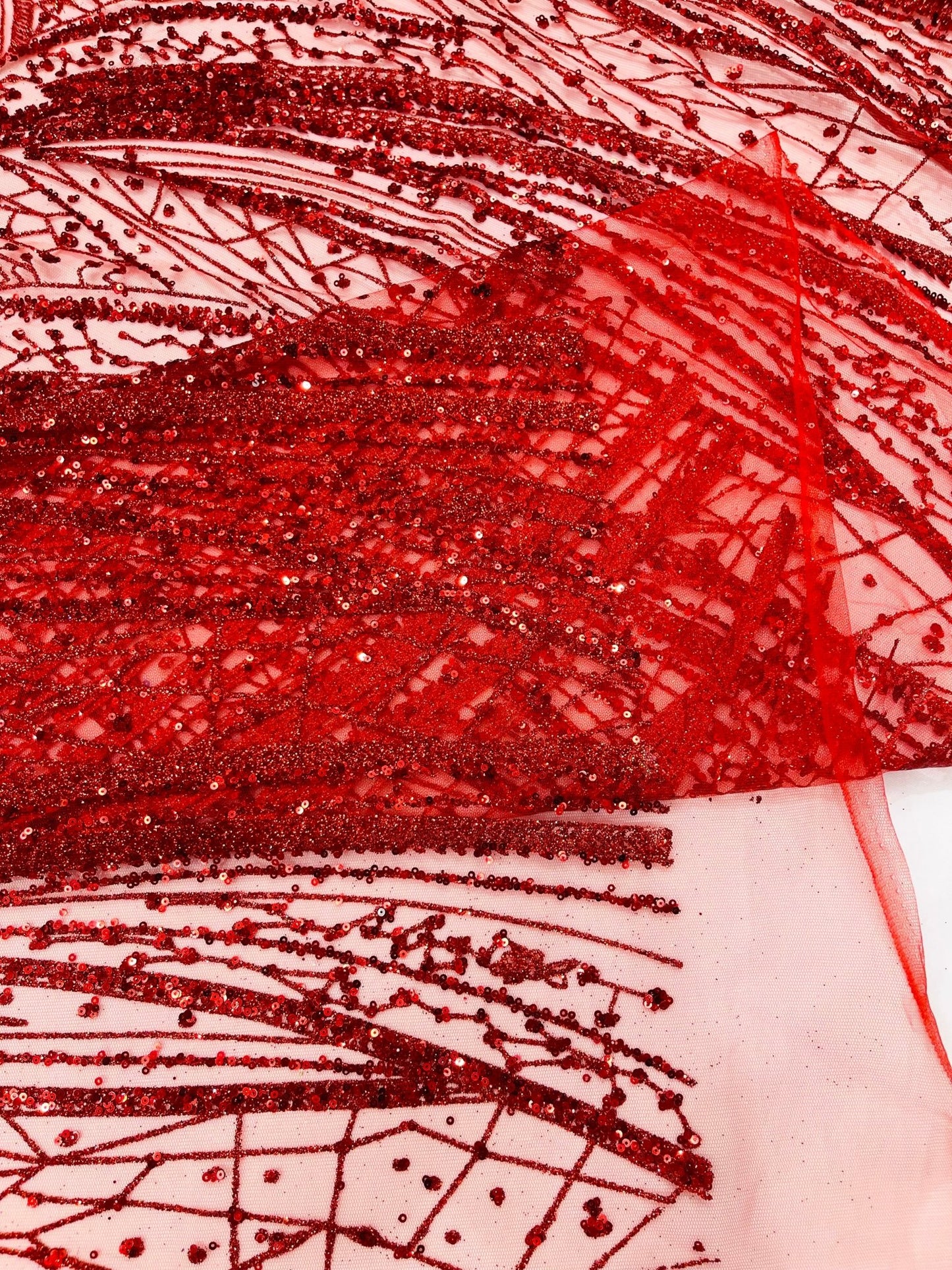 Geometric Fashion Glitter Design On A Mesh Lace Fabric| 58" Wide| Prom Dresses. - New Creations Fabric & Foam Inc