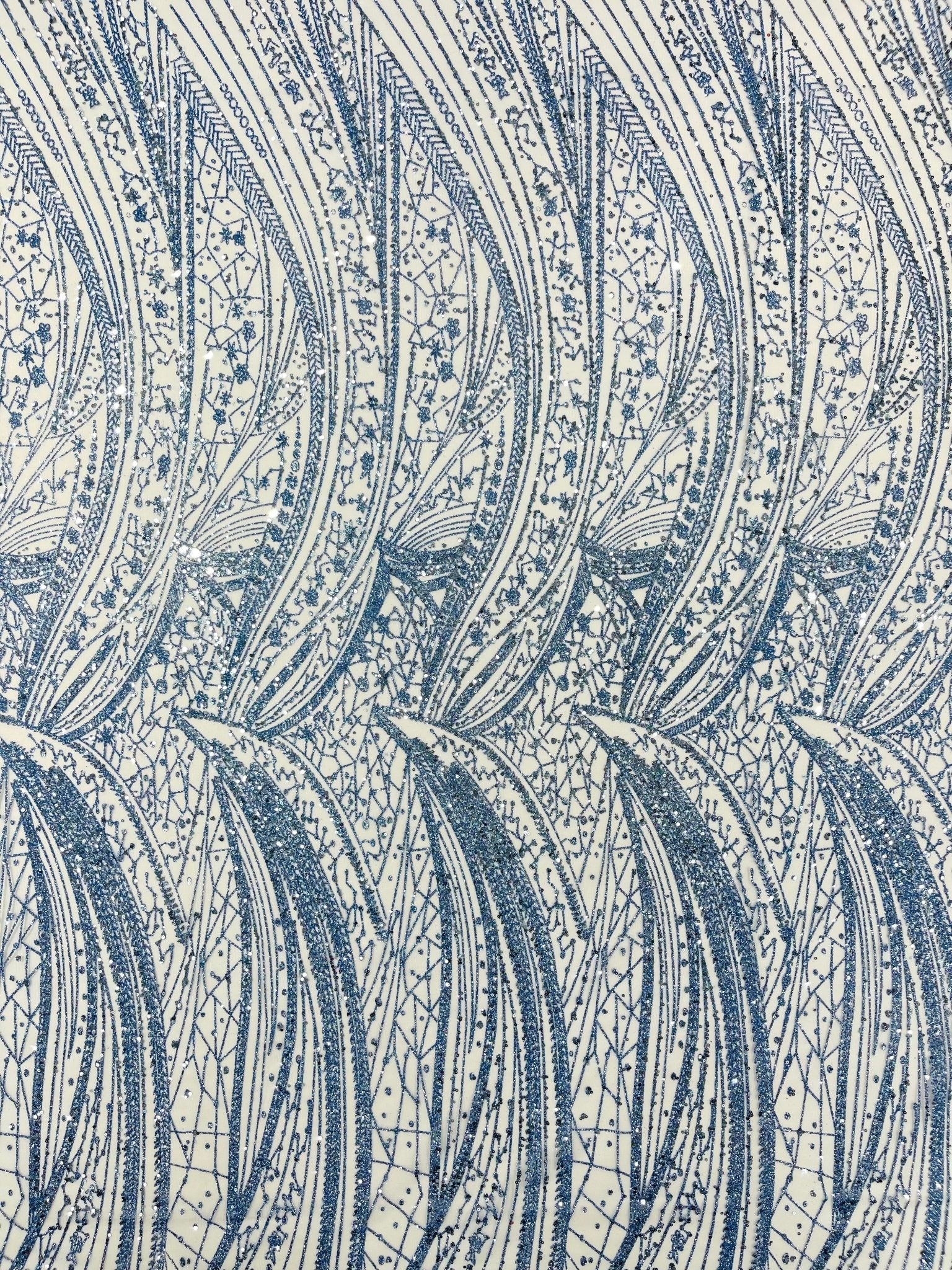 Geometric Fashion Glitter Design On A Mesh Lace Fabric| 58" Wide| Prom Dresses. - New Creations Fabric & Foam Inc
