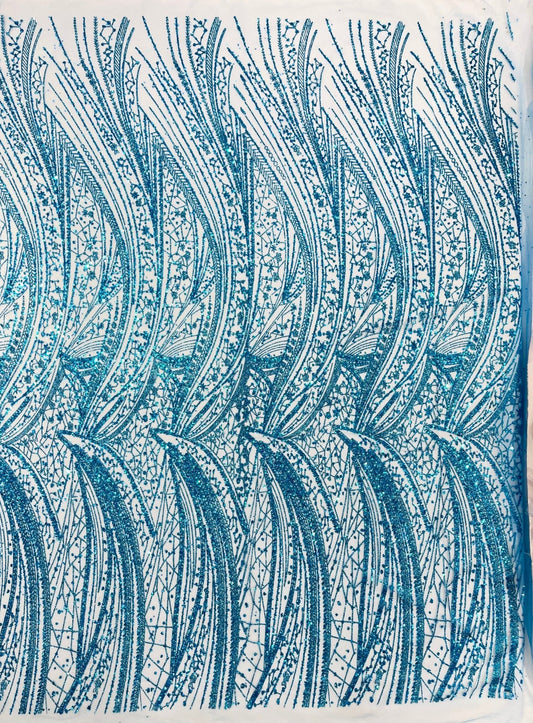 Geometric Fashion Glitter Design On A Mesh Lace Fabric| 58" Wide| Prom Dresses. - New Creations Fabric & Foam Inc
