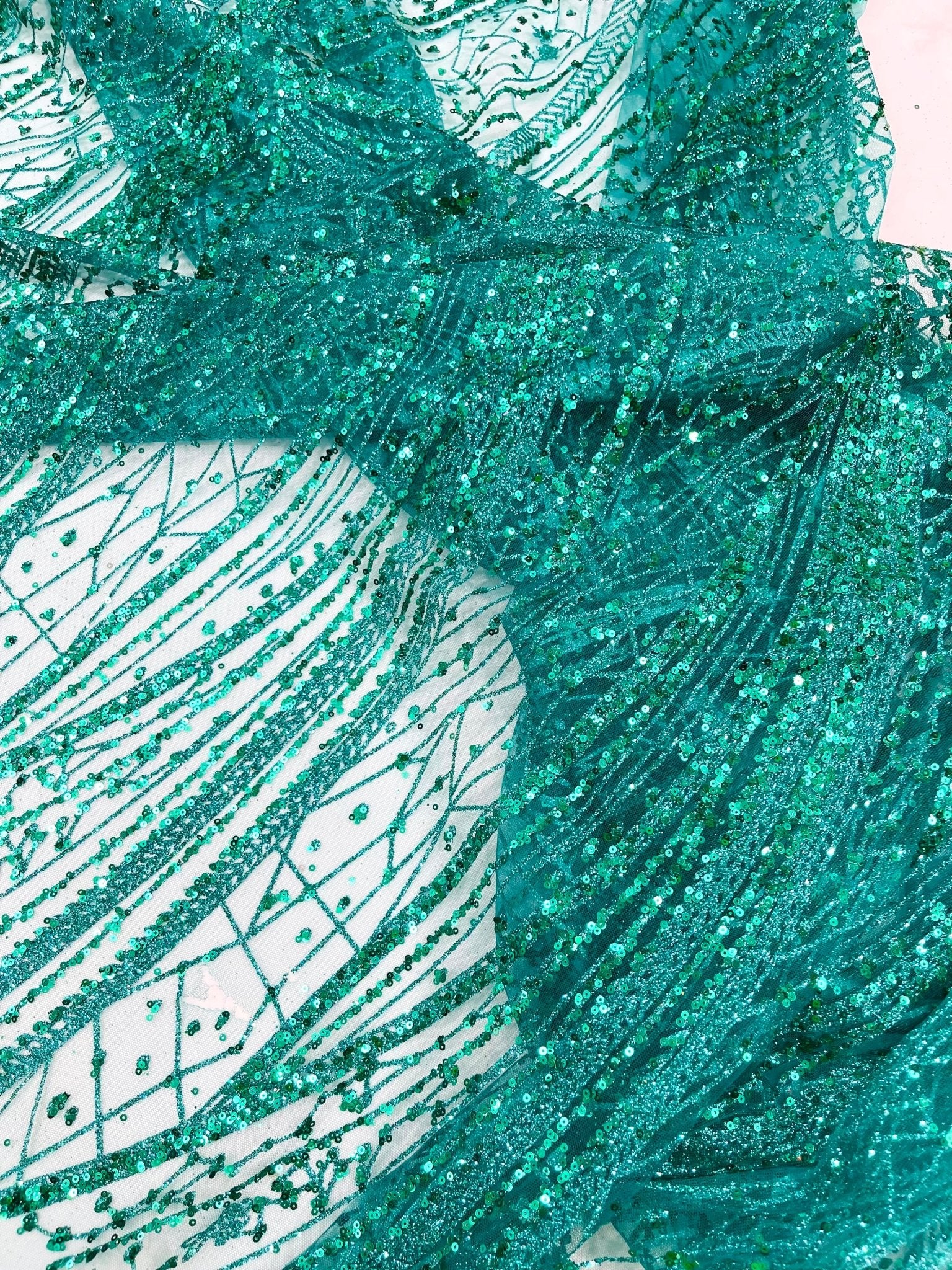 Geometric Fashion Glitter Design On A Mesh Lace Fabric| 58" Wide| Prom Dresses. - New Creations Fabric & Foam Inc