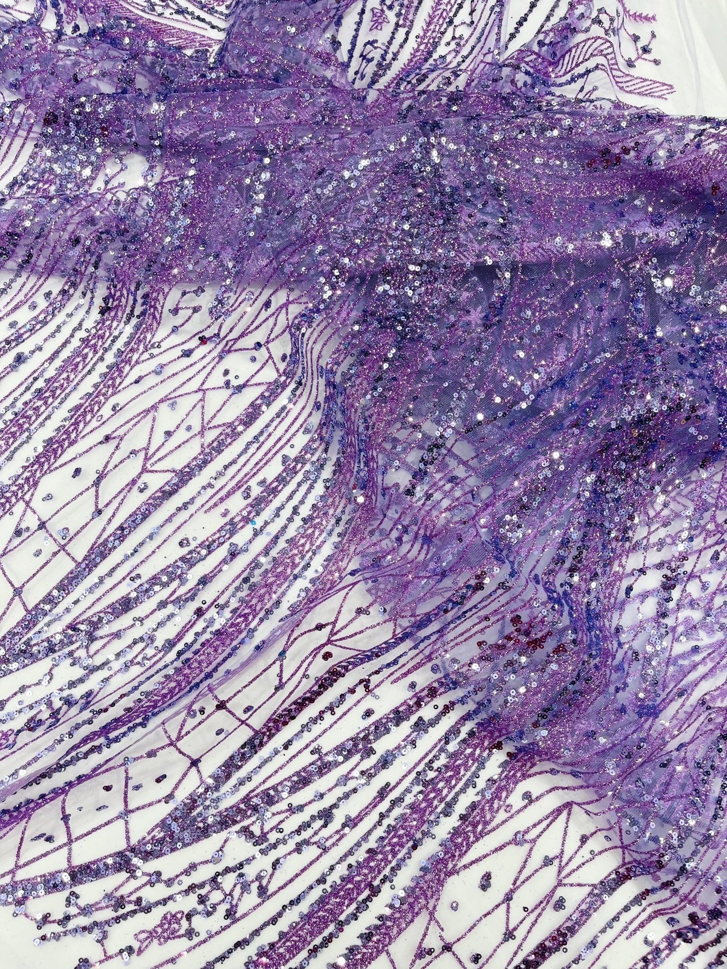 Geometric Fashion Glitter Design On A Mesh Lace Fabric| 58" Wide| Prom Dresses. - New Creations Fabric & Foam Inc