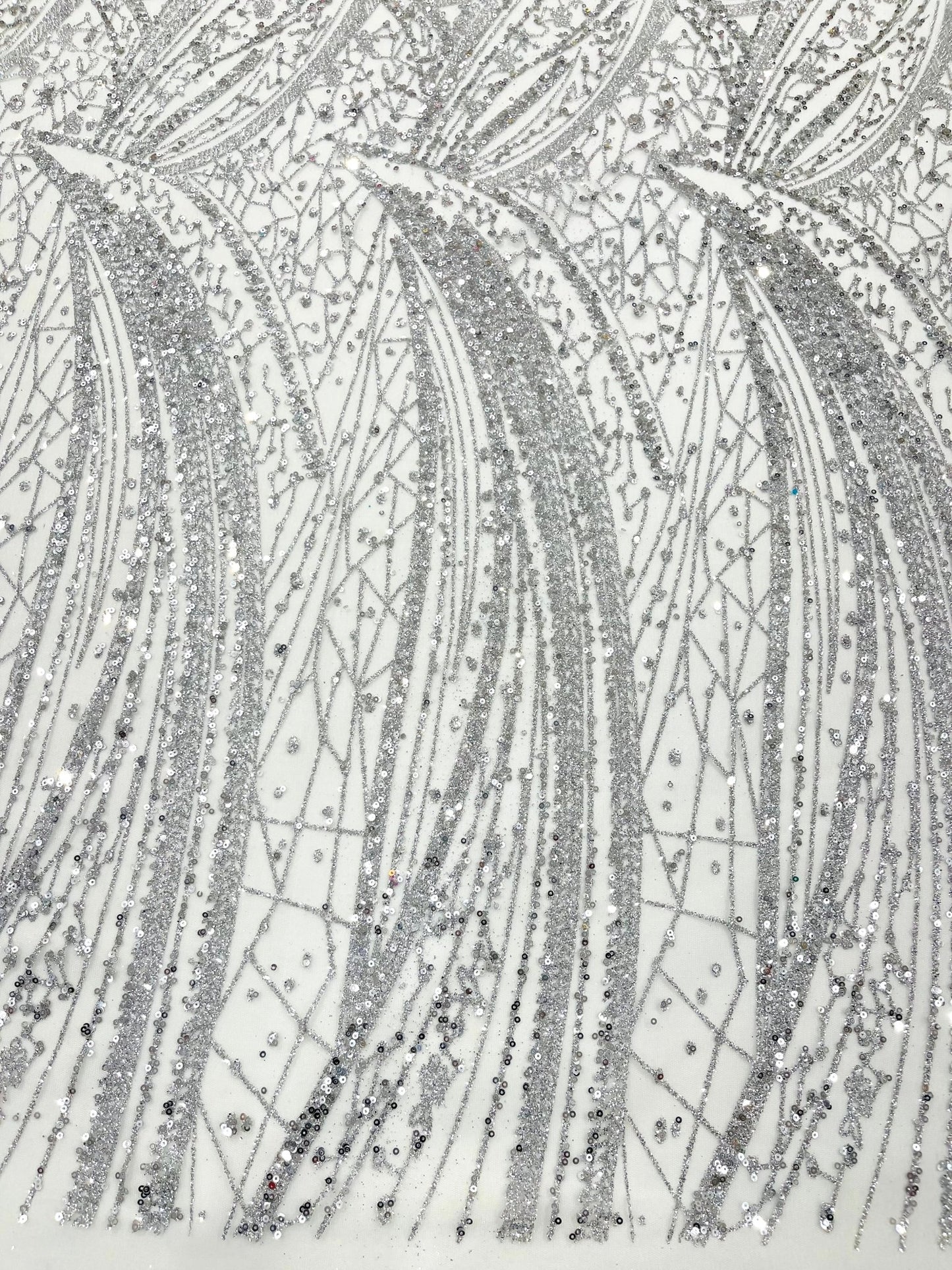 Geometric Fashion Glitter Design On A Mesh Lace Fabric| 58" Wide| Prom Dresses. - New Creations Fabric & Foam Inc