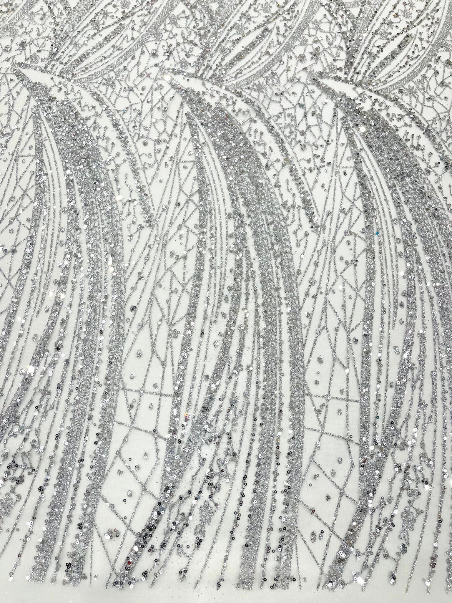 Geometric Fashion Glitter Design On A Mesh Lace Fabric| 58" Wide| Prom Dresses. - New Creations Fabric & Foam Inc