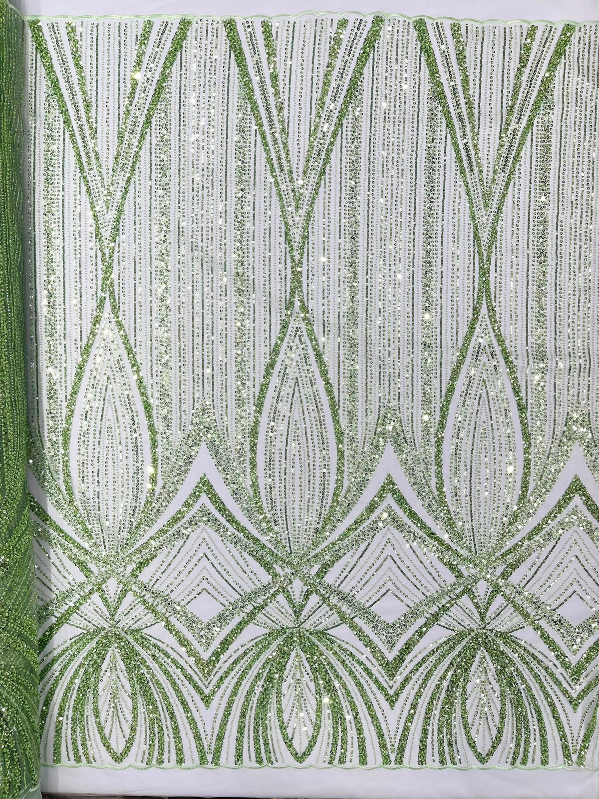 Geometric New York Fashion Beaded Lace Fabric| Prom| Wedding. - New Creations Fabric & Foam Inc