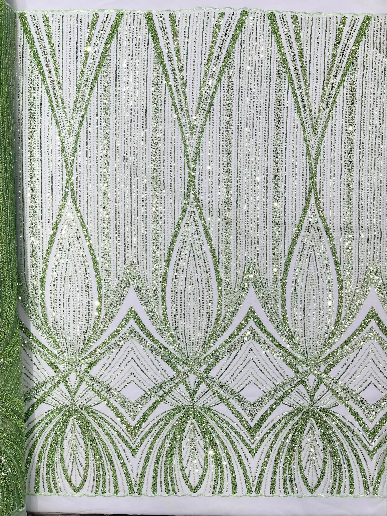 Geometric New York Fashion Beaded Lace Fabric| Prom| Wedding. - New Creations Fabric & Foam Inc
