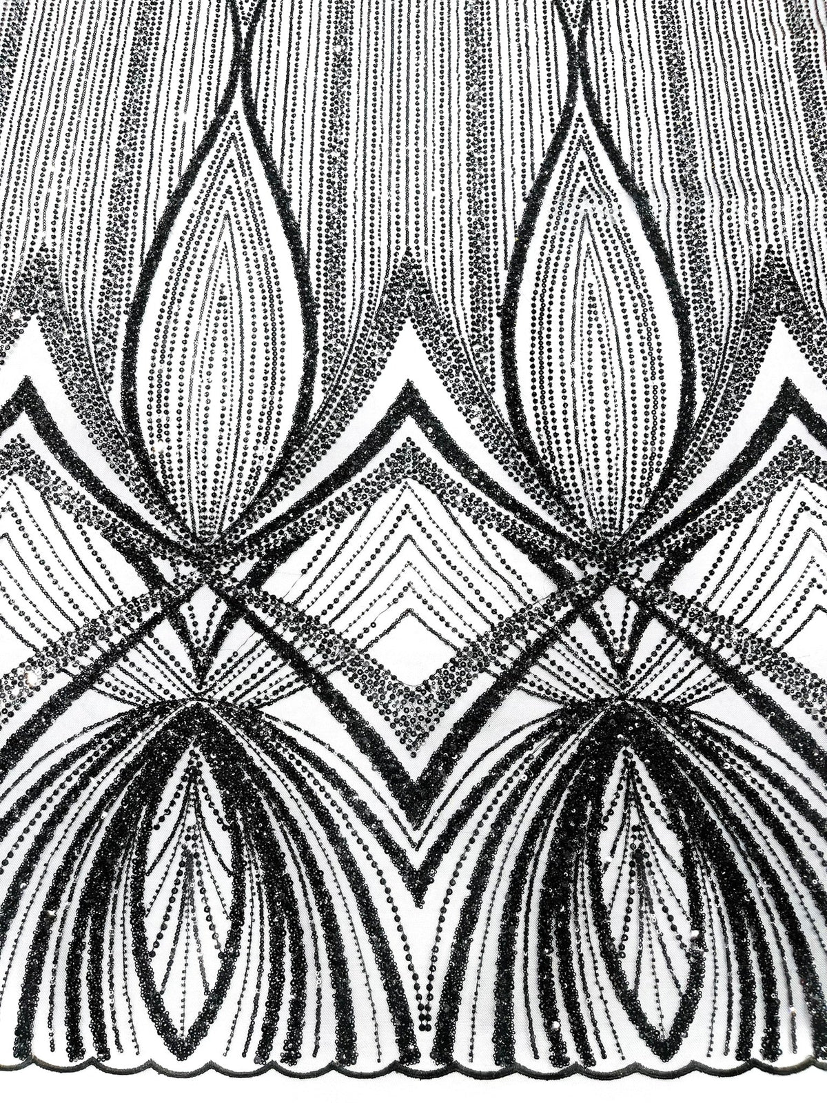 Geometric New York Fashion Beaded Lace Fabric| Prom| Wedding. - New Creations Fabric & Foam Inc