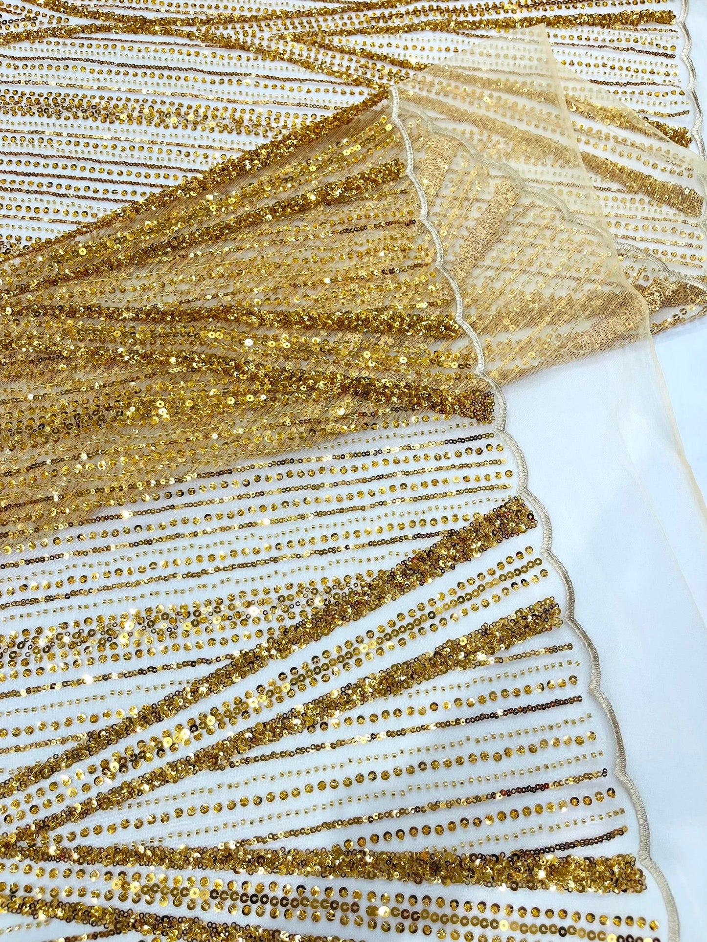 Geometric New York Fashion Beaded Lace Fabric| Prom| Wedding. - New Creations Fabric & Foam Inc