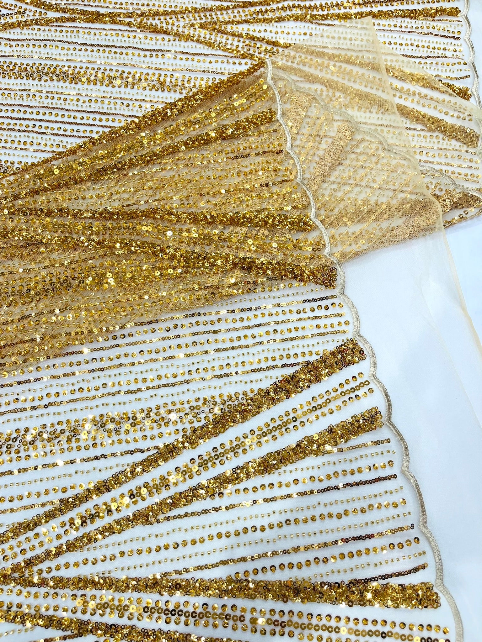 Geometric New York Fashion Beaded Lace Fabric| Prom| Wedding. - New Creations Fabric & Foam Inc