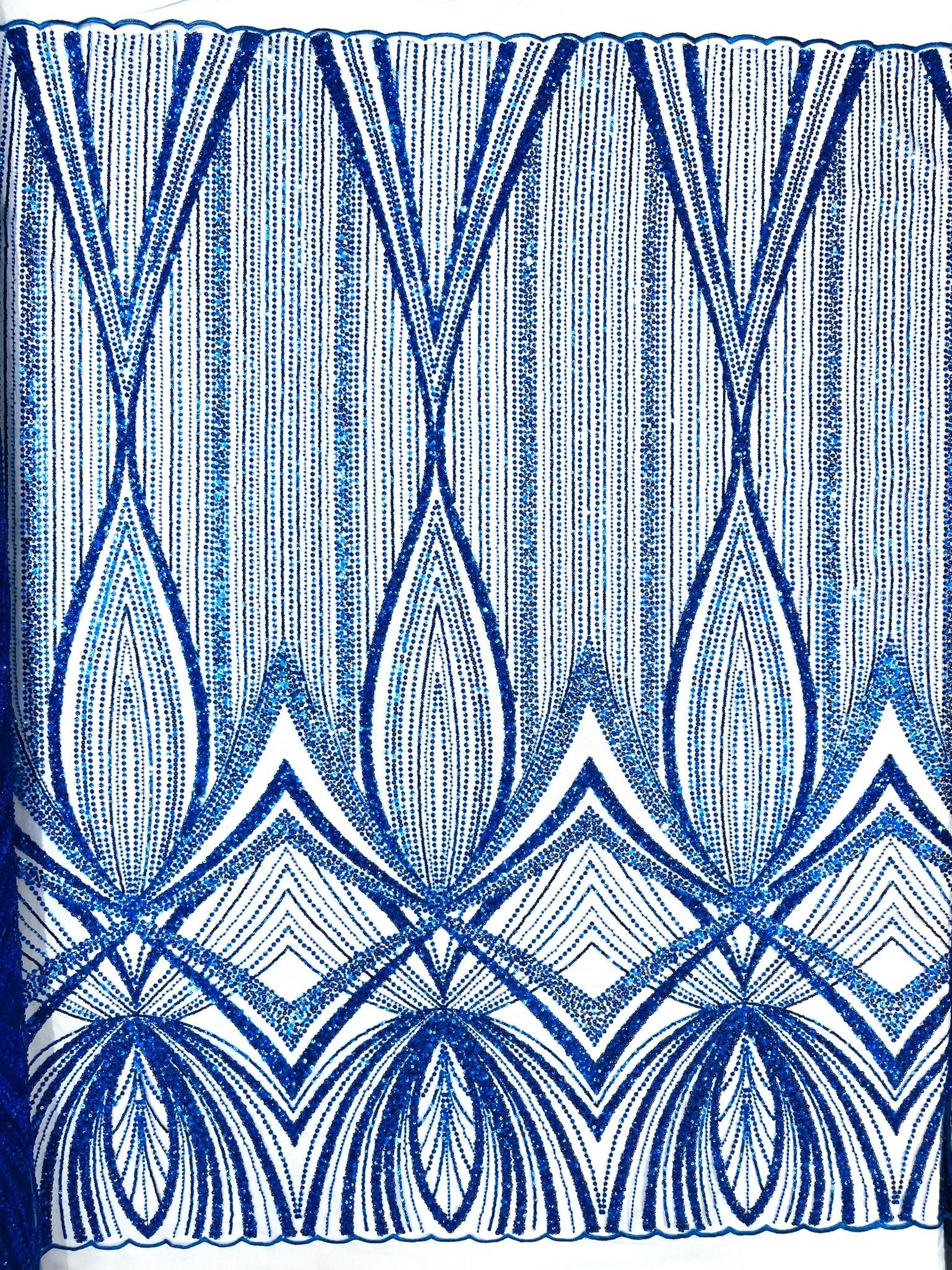 Geometric New York Fashion Beaded Lace Fabric| Prom| Wedding. - New Creations Fabric & Foam Inc