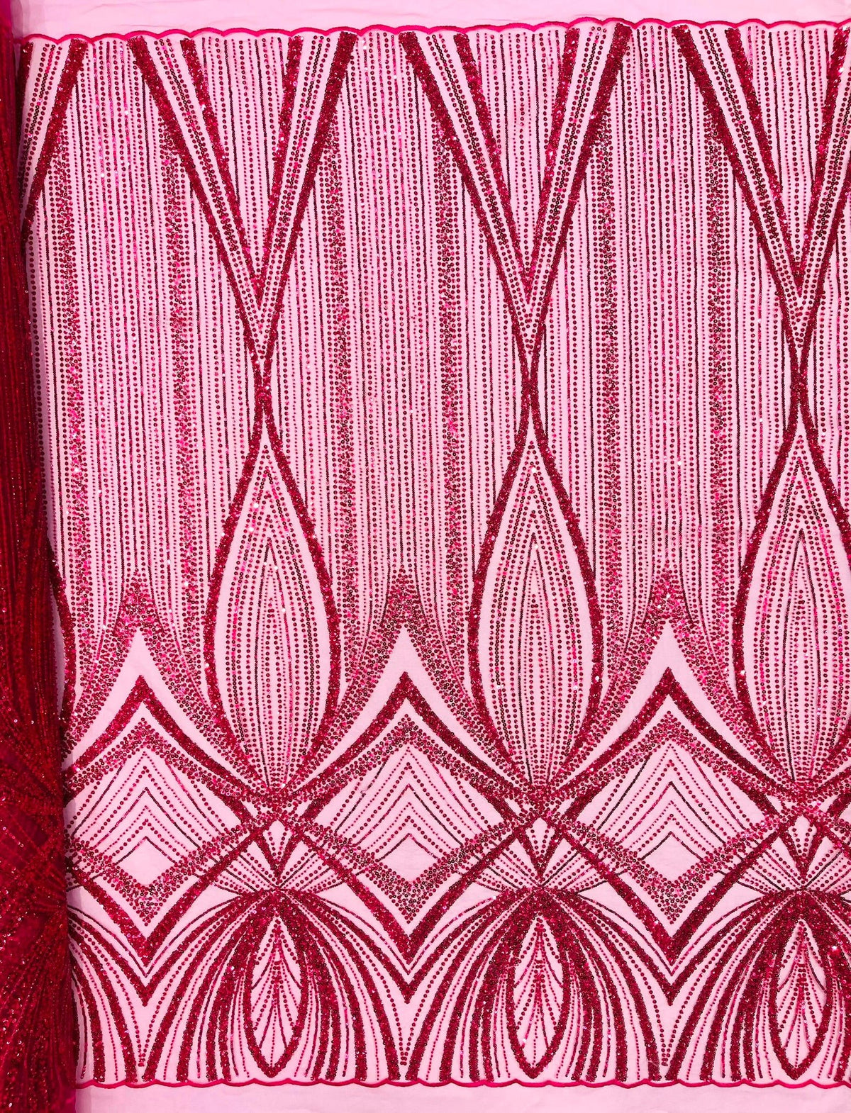 Geometric New York Fashion Beaded Lace Fabric| Prom| Wedding. - New Creations Fabric & Foam Inc