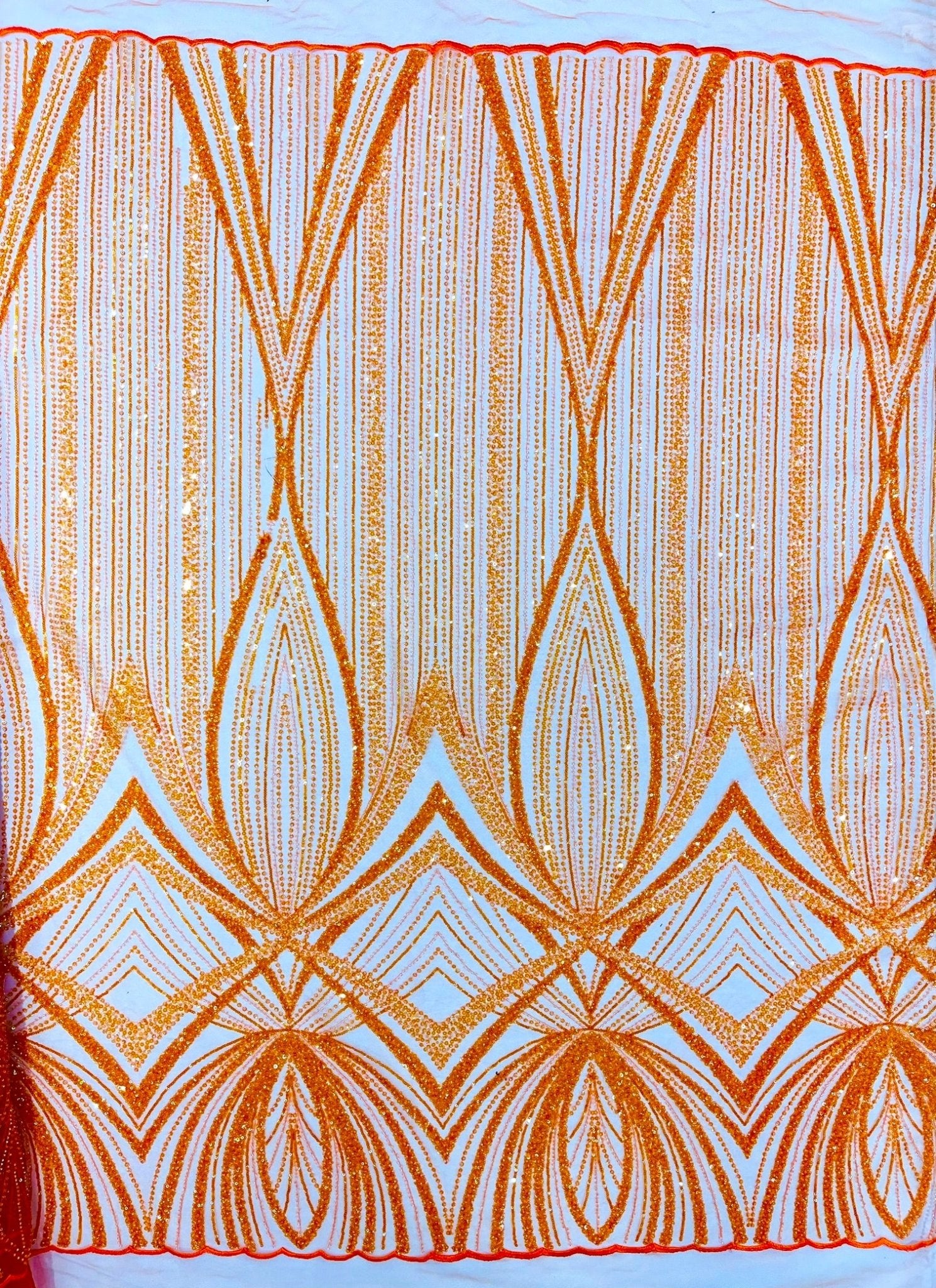 Geometric New York Fashion Beaded Lace Fabric| Prom| Wedding. - New Creations Fabric & Foam Inc