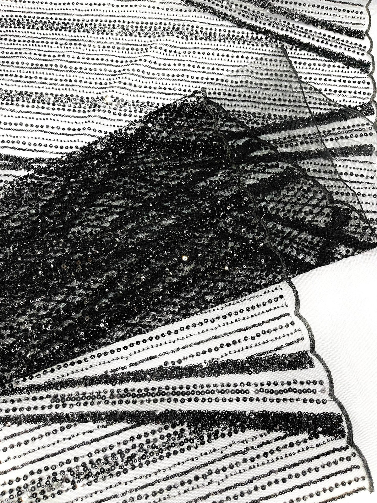 Geometric New York Fashion Beaded Lace Fabric| Prom| Wedding. - New Creations Fabric & Foam Inc