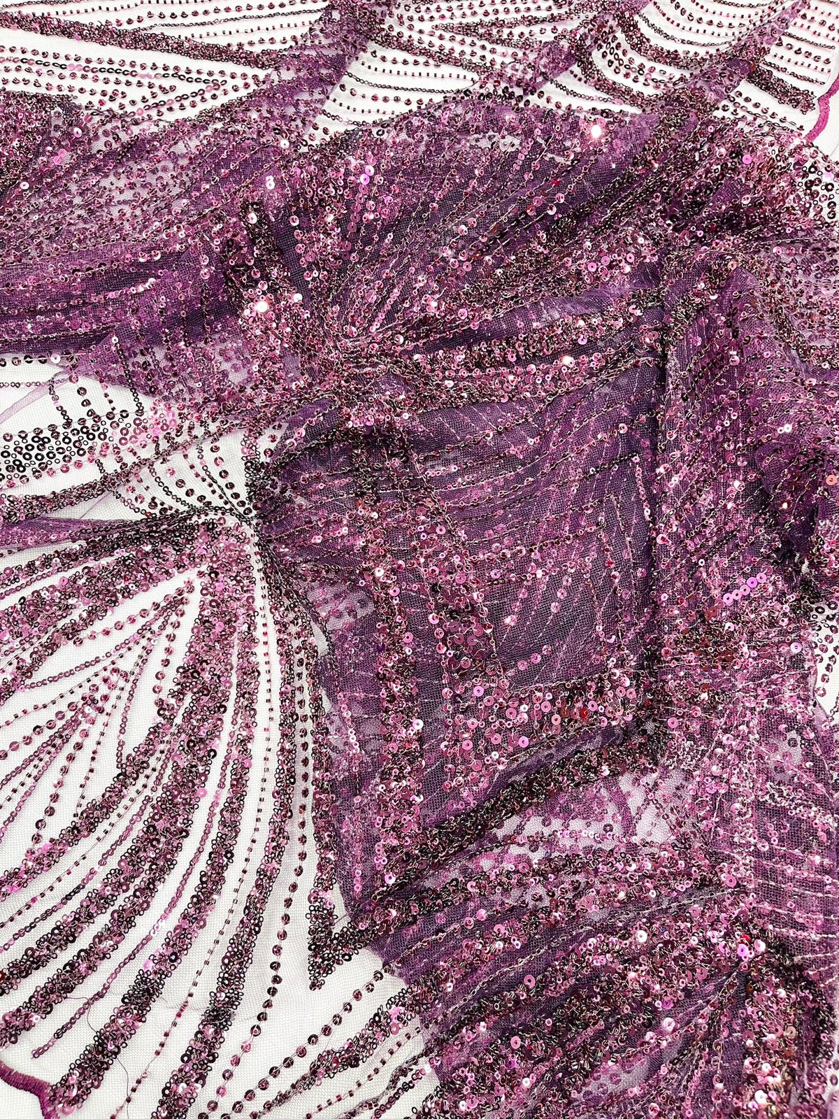 Geometric New York Fashion Beaded Lace Fabric| Prom| Wedding. - New Creations Fabric & Foam Inc