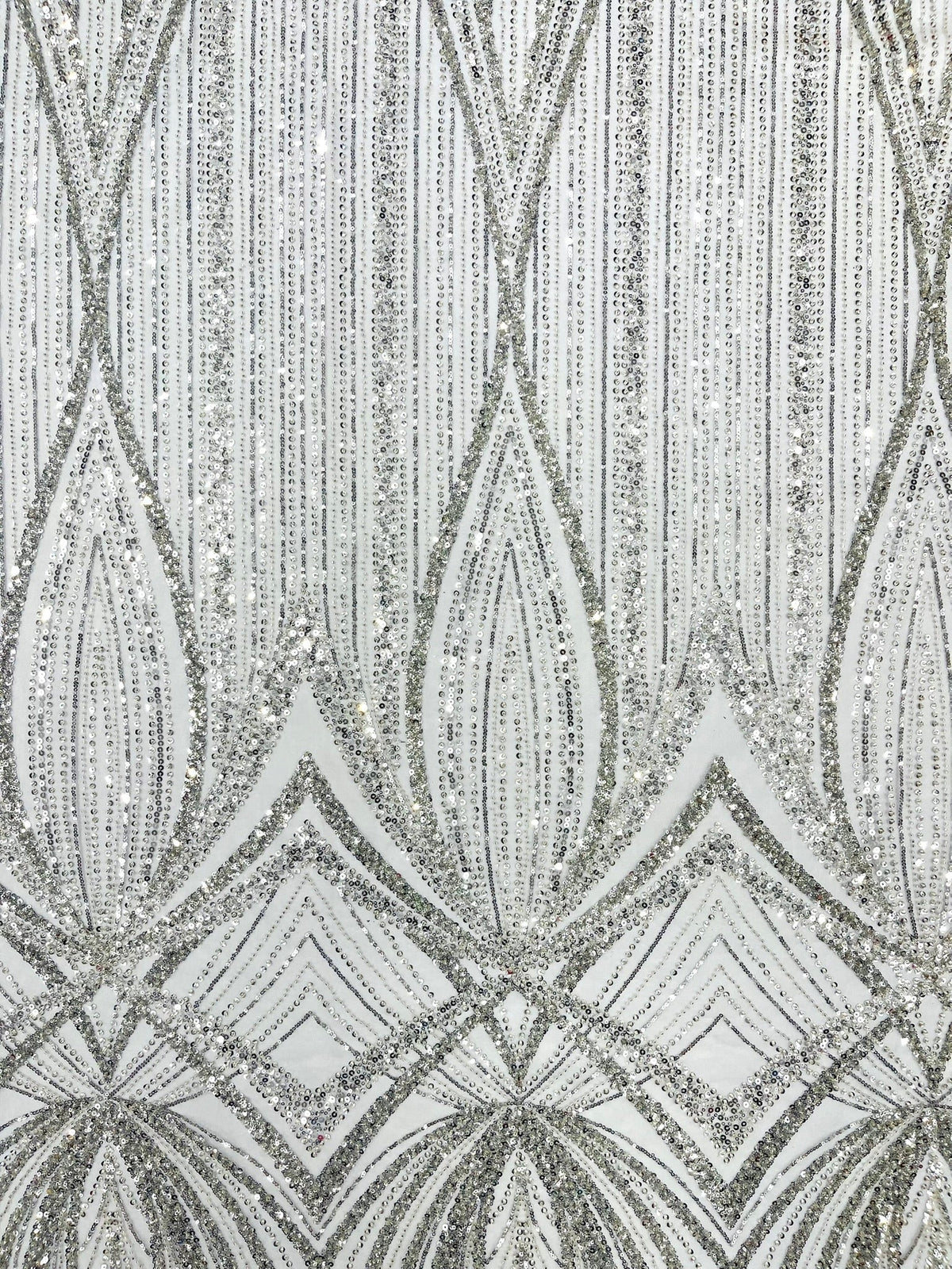 Geometric New York Fashion Beaded Lace Fabric| Prom| Wedding. - New Creations Fabric & Foam Inc
