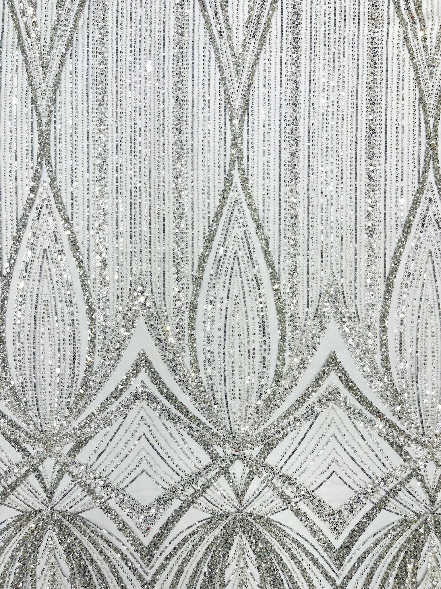 Geometric New York Fashion Beaded Lace Fabric| Prom| Wedding. - New Creations Fabric & Foam Inc