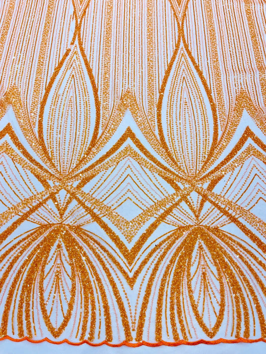 Geometric New York Fashion Beaded Lace Fabric| Prom| Wedding. - New Creations Fabric & Foam Inc