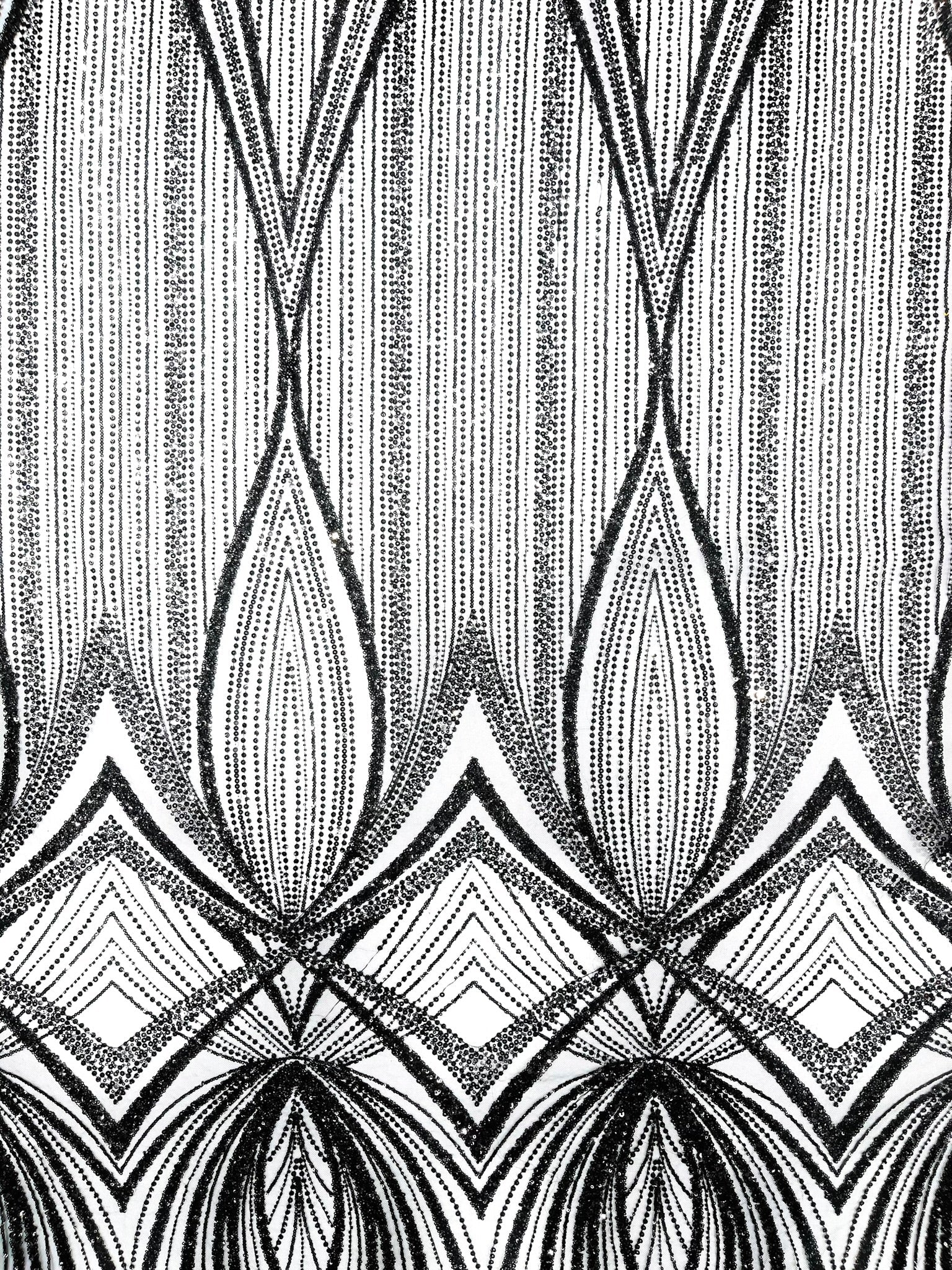 Geometric New York Fashion Beaded Lace Fabric| Prom| Wedding. - New Creations Fabric & Foam Inc