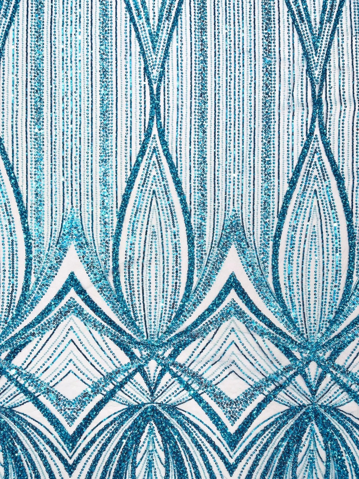 Geometric New York Fashion Beaded Lace Fabric| Prom| Wedding. - New Creations Fabric & Foam Inc