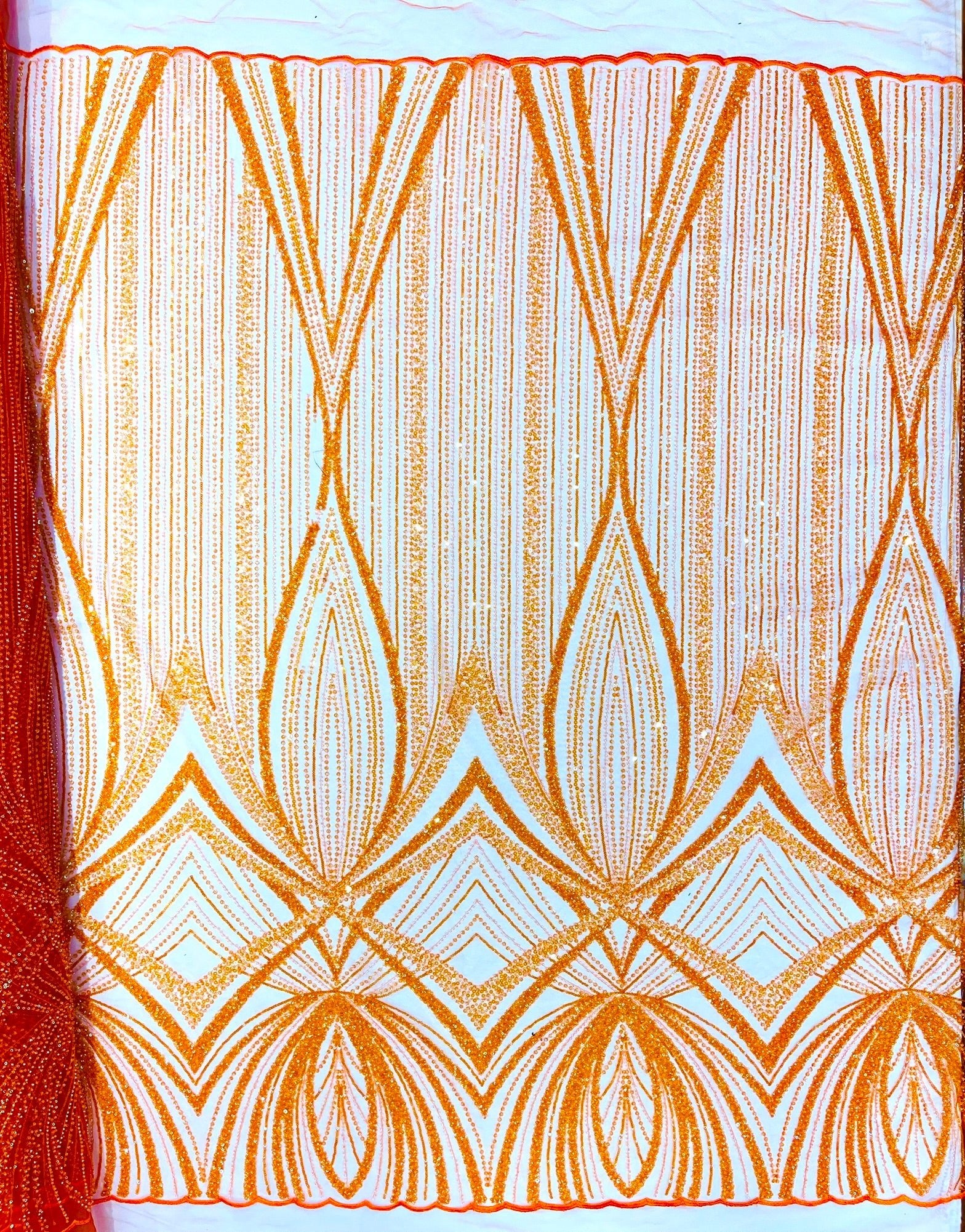 Geometric New York Fashion Beaded Lace Fabric| Prom| Wedding. - New Creations Fabric & Foam Inc