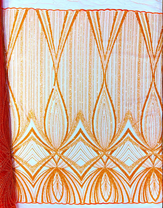 Geometric New York Fashion Beaded Lace Fabric| Prom| Wedding. - New Creations Fabric & Foam Inc