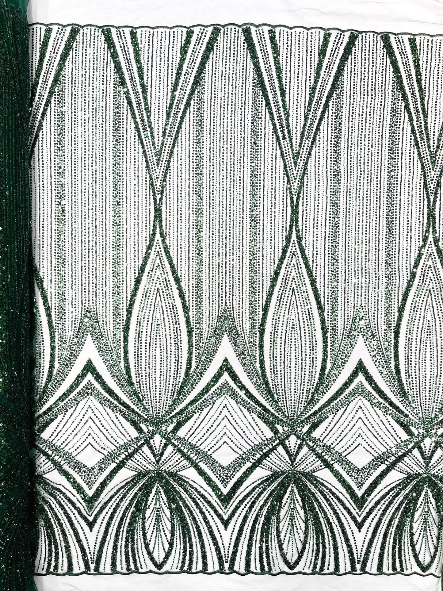 Geometric New York Fashion Beaded Lace Fabric| Prom| Wedding. - New Creations Fabric & Foam Inc