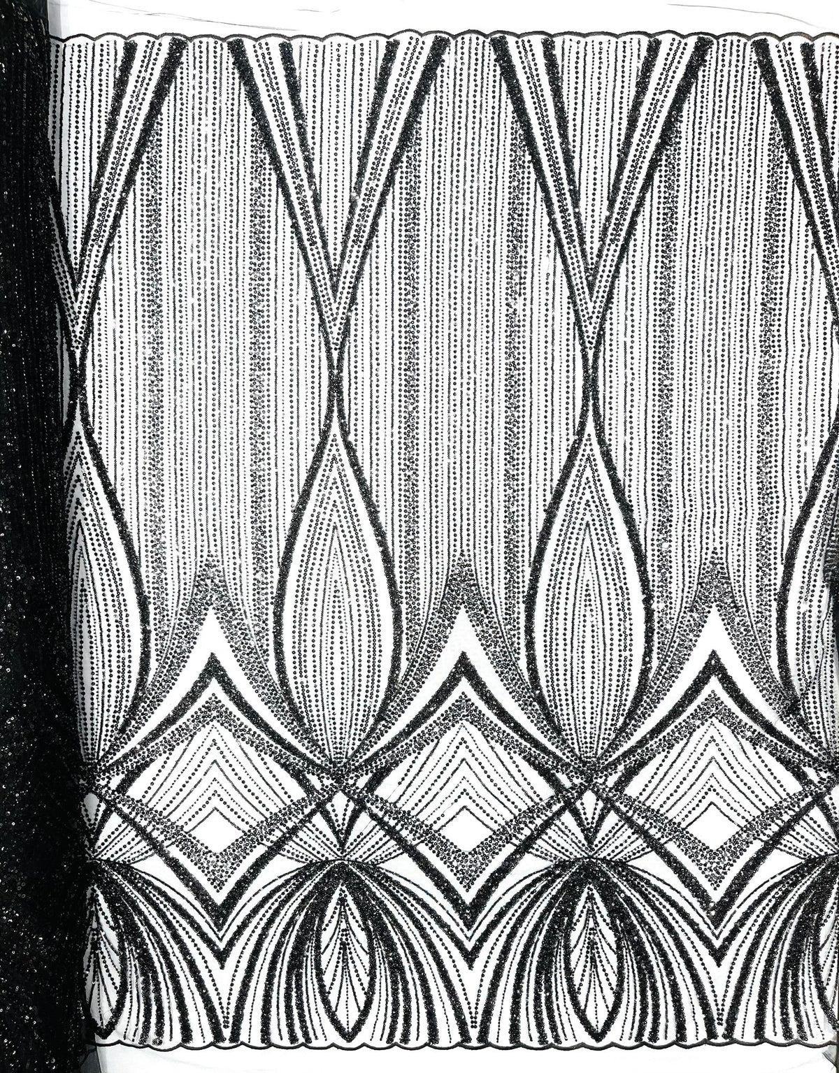 Geometric New York Fashion Beaded Lace Fabric| Prom| Wedding. - New Creations Fabric & Foam Inc