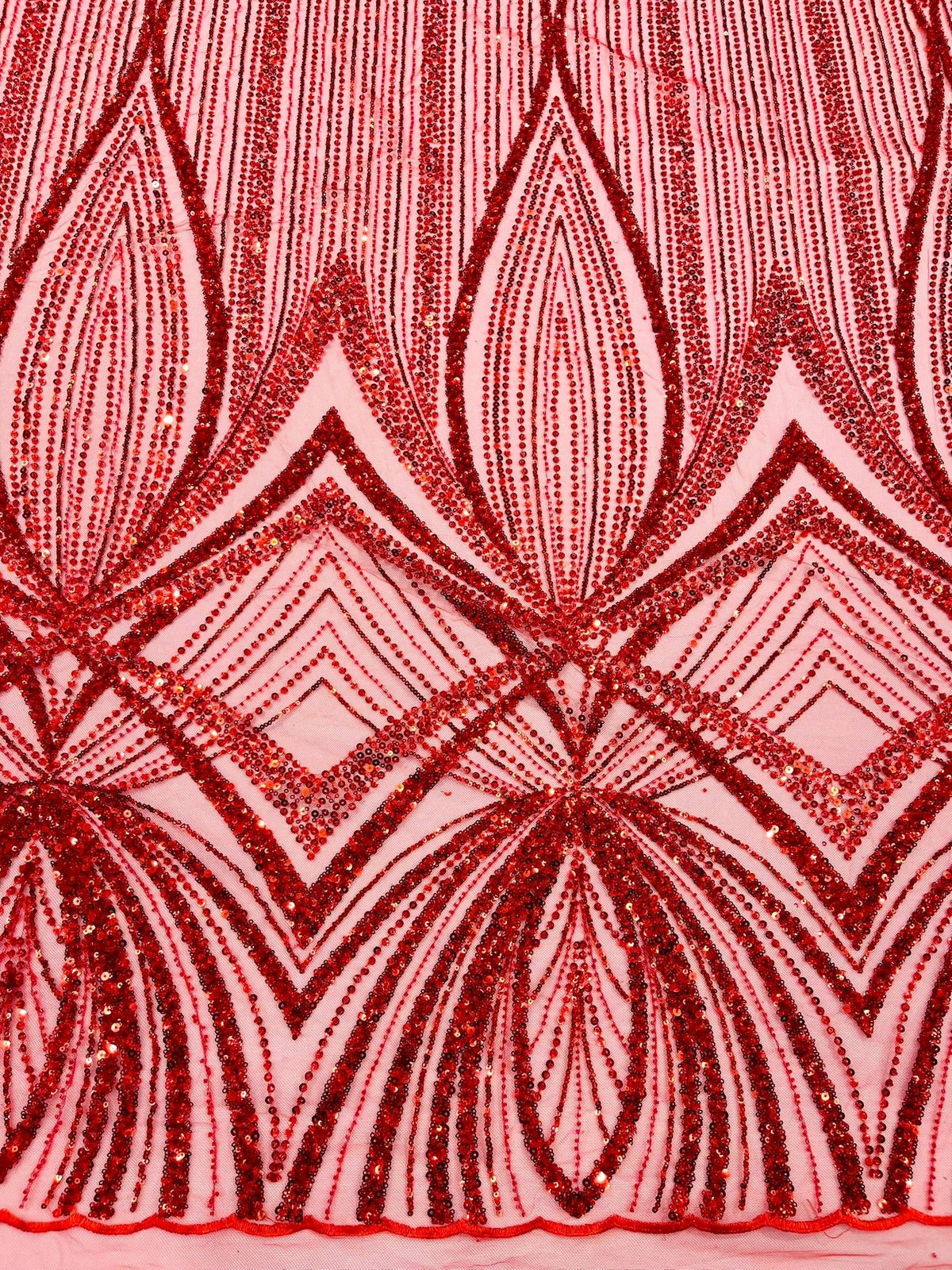 Geometric New York Fashion Beaded Lace Fabric| Prom| Wedding. - New Creations Fabric & Foam Inc
