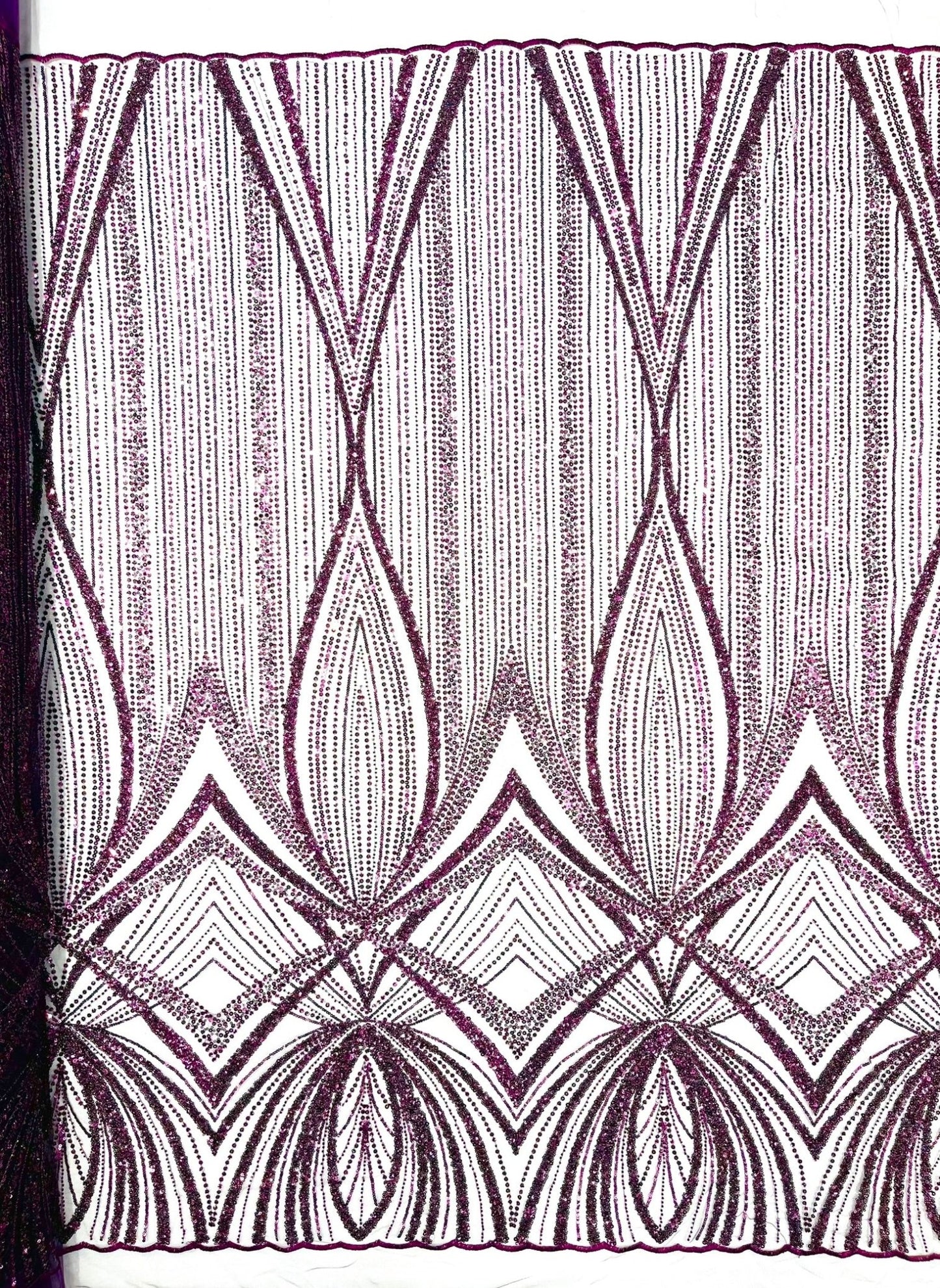 Geometric New York Fashion Beaded Lace Fabric| Prom| Wedding. - New Creations Fabric & Foam Inc