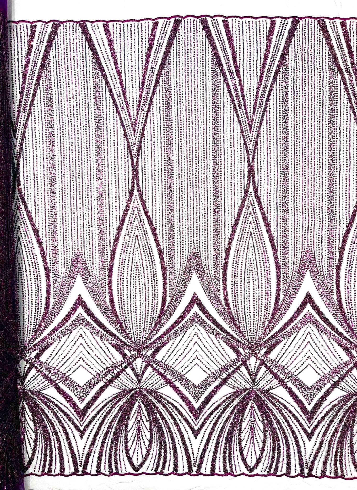 Geometric New York Fashion Beaded Lace Fabric| Prom| Wedding. - New Creations Fabric & Foam Inc