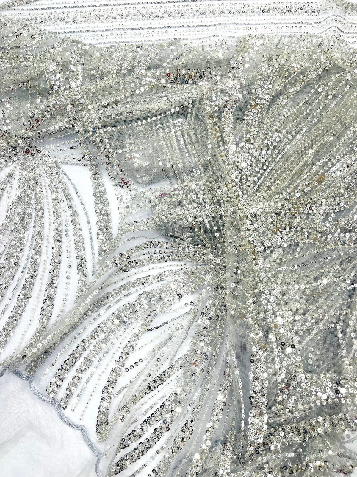 Geometric New York Fashion Beaded Lace Fabric| Prom| Wedding. - New Creations Fabric & Foam Inc