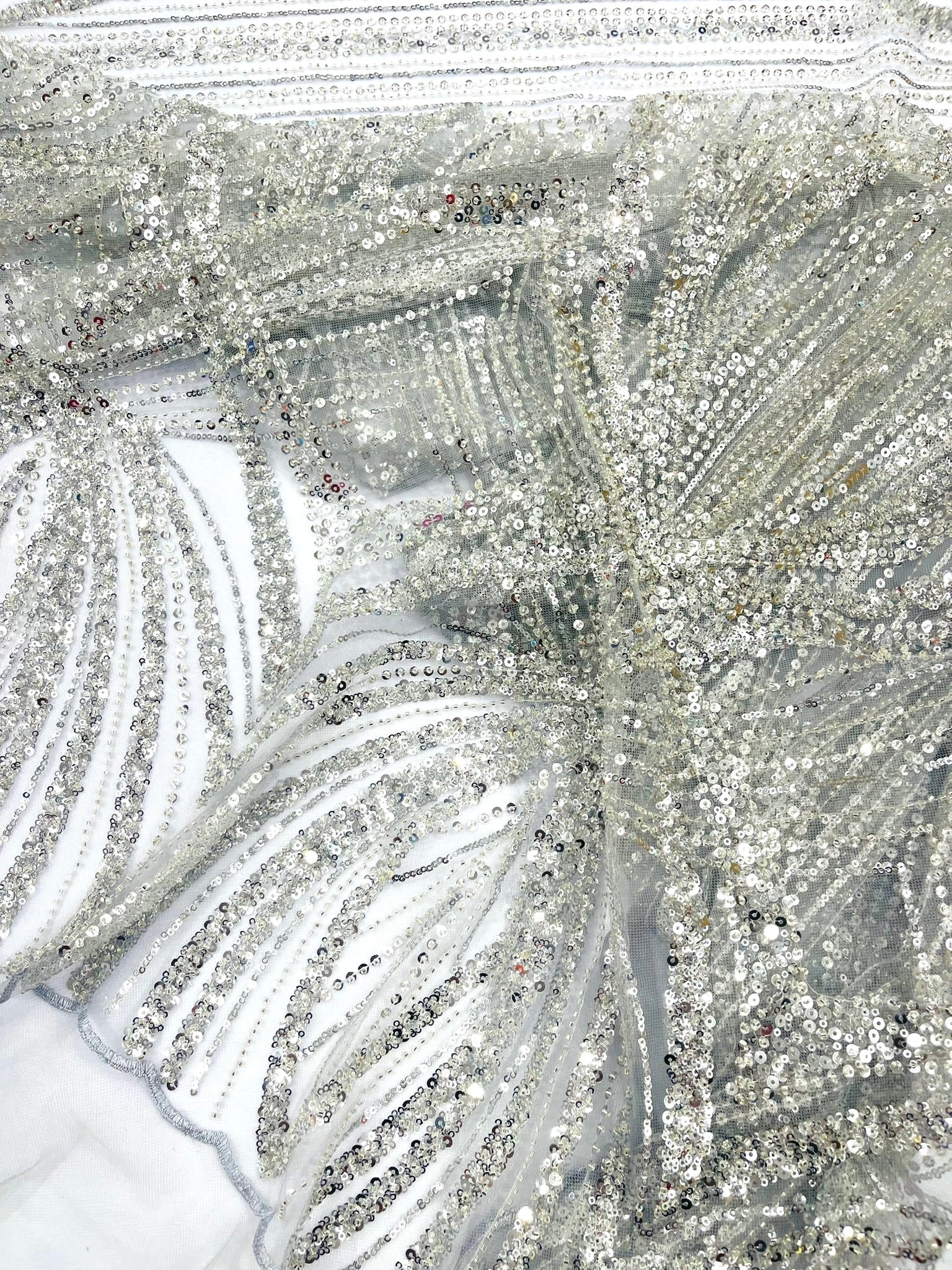Geometric New York Fashion Beaded Lace Fabric| Prom| Wedding. - New Creations Fabric & Foam Inc