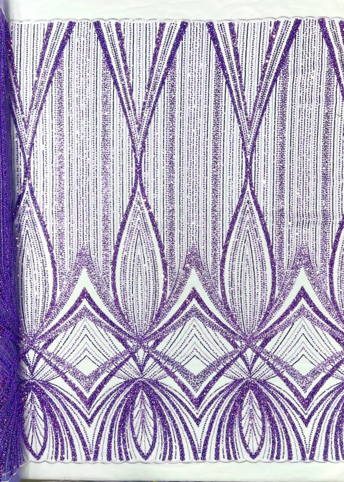 Geometric New York Fashion Beaded Lace Fabric| Prom| Wedding. - New Creations Fabric & Foam Inc
