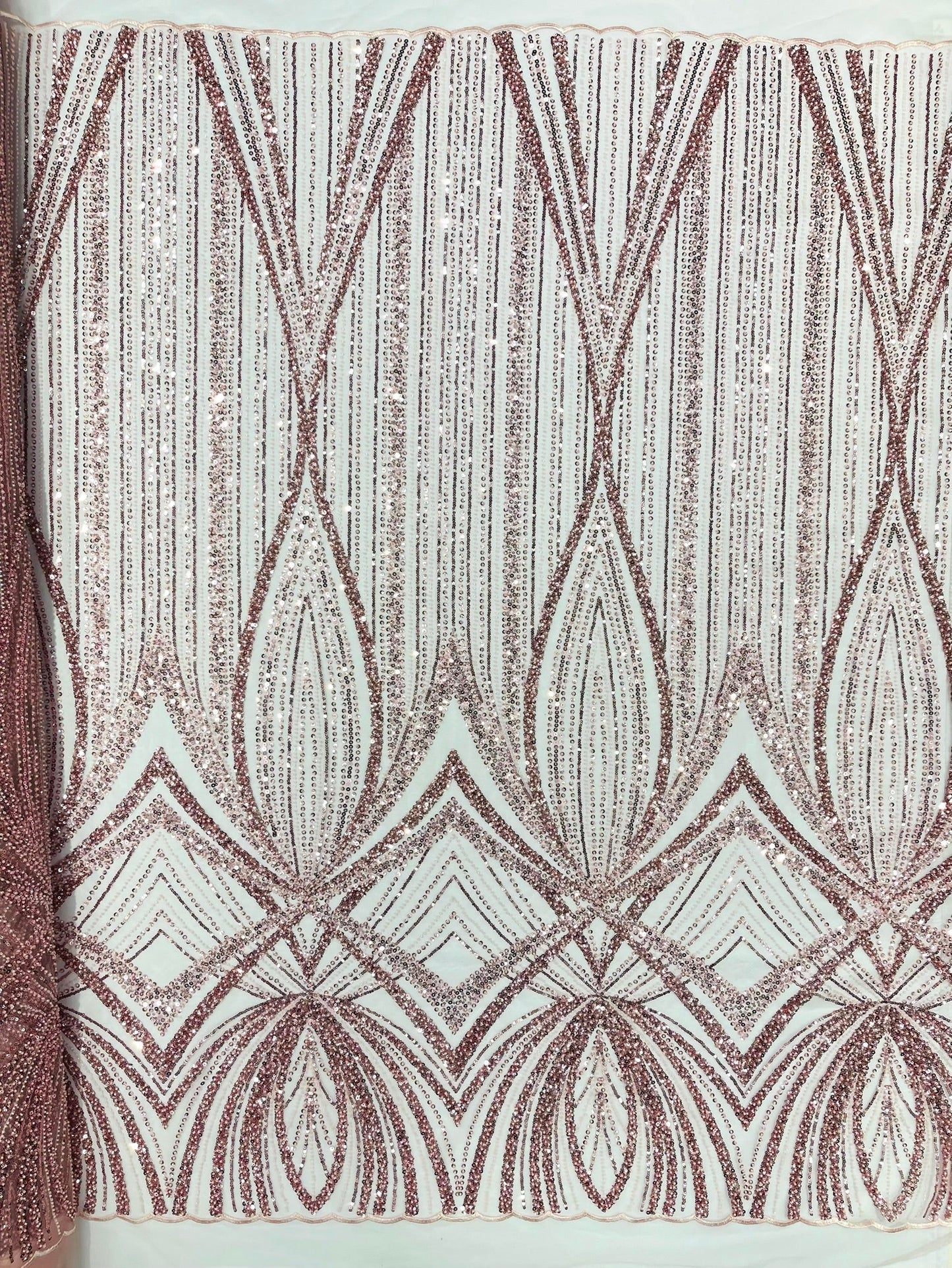 Geometric New York Fashion Beaded Lace Fabric| Prom| Wedding. - New Creations Fabric & Foam Inc