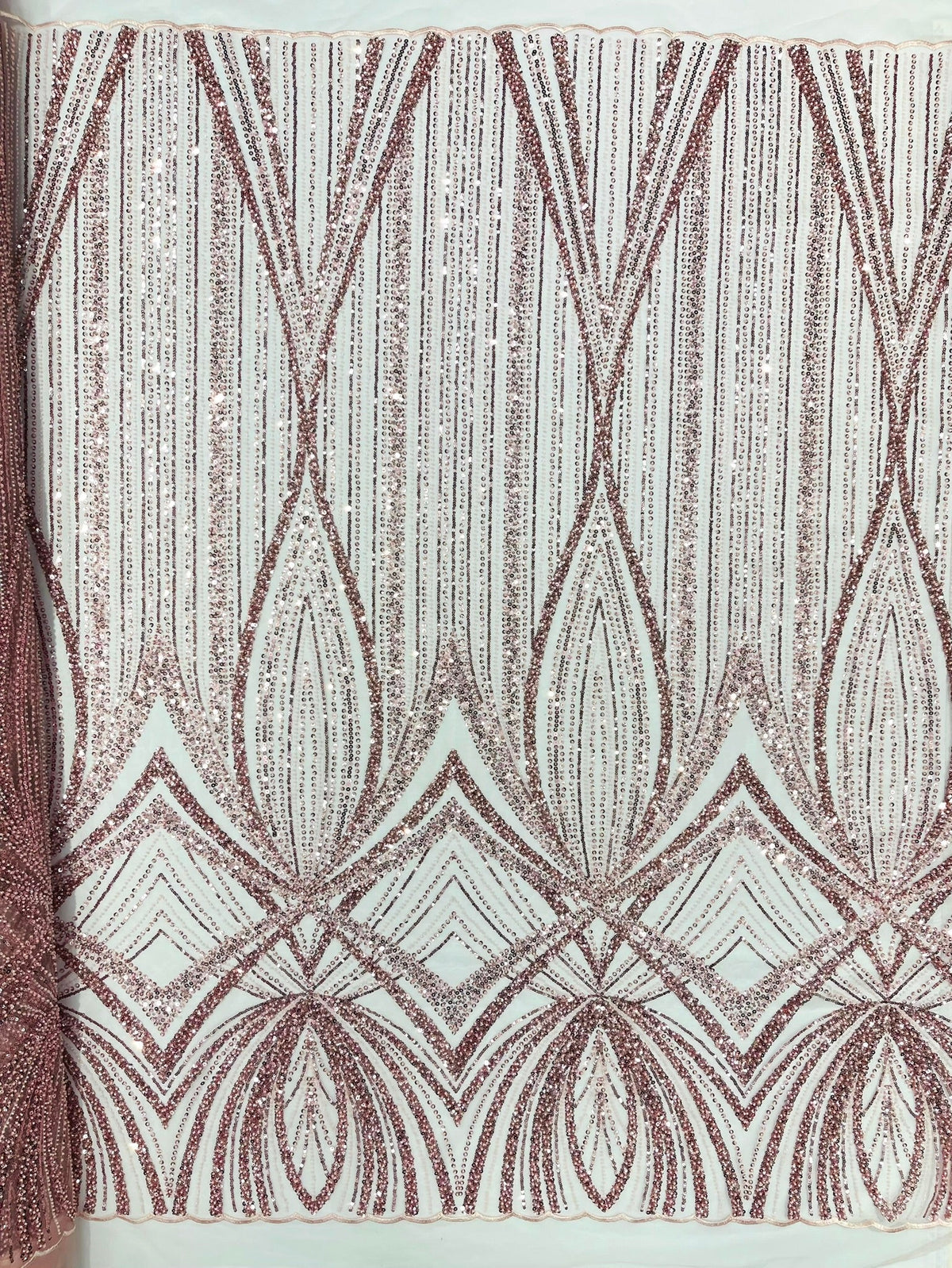 Geometric New York Fashion Beaded Lace Fabric| Prom| Wedding. - New Creations Fabric & Foam Inc